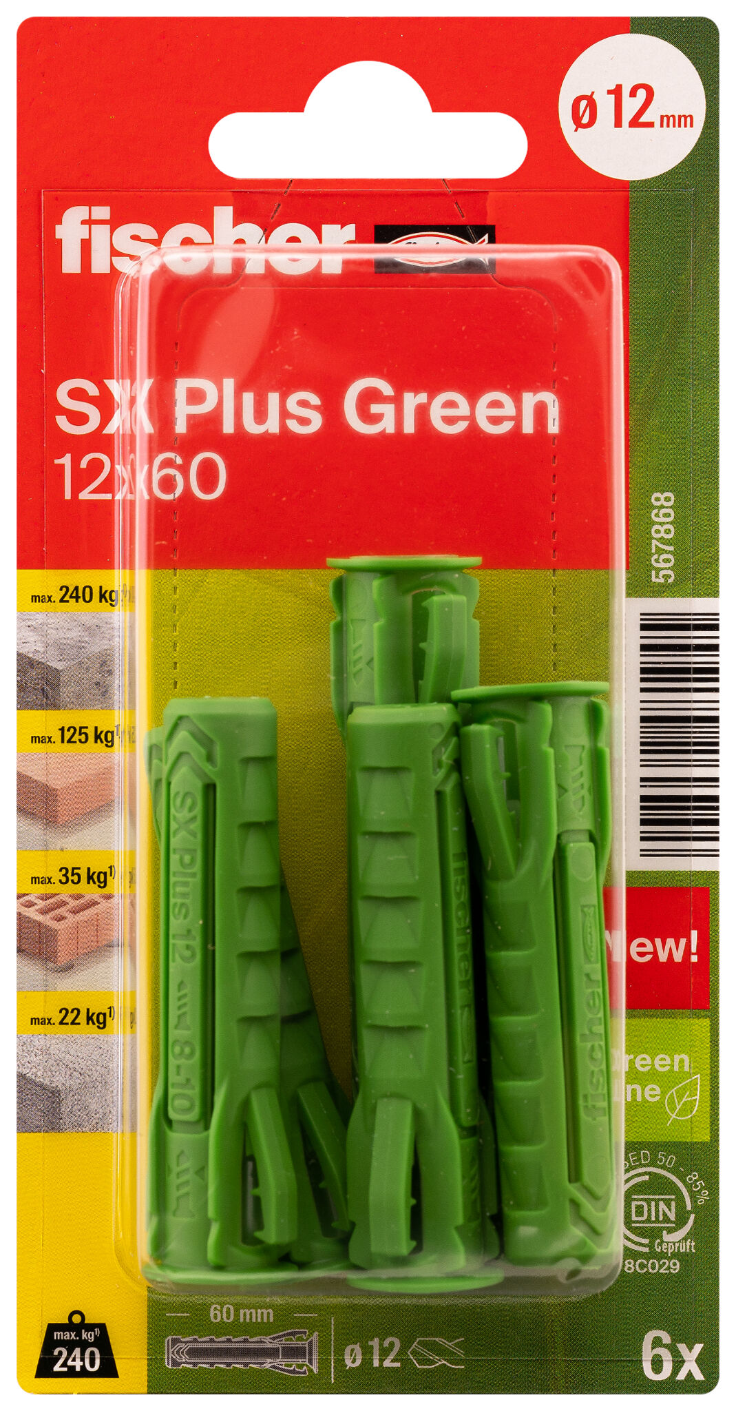 Verpackung: "fischer Spreizdübel SX Plus Green 12 x 60"