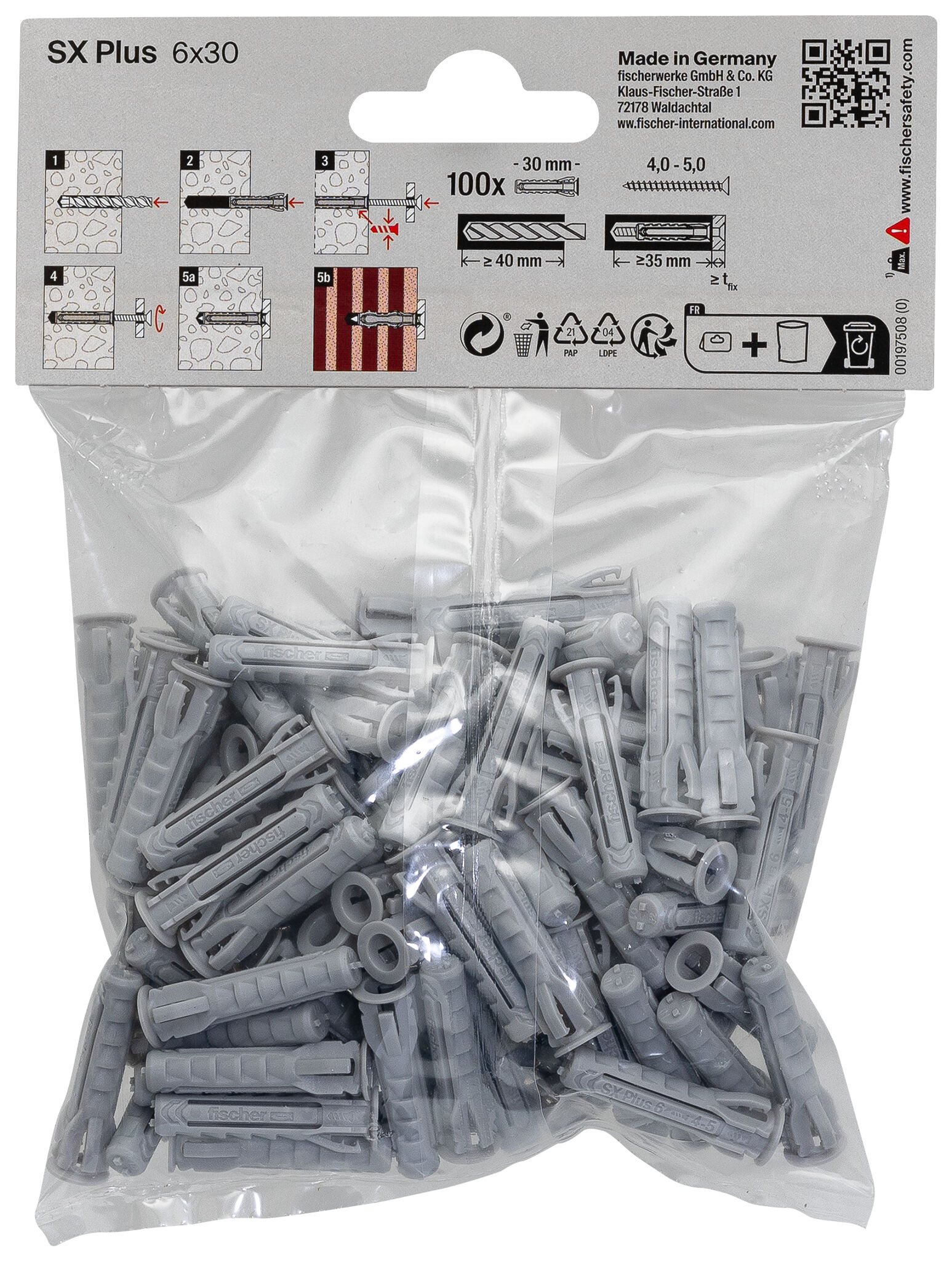 Packaging: "fischer SX Plus 6 T Βύσμα σακουλάκι"