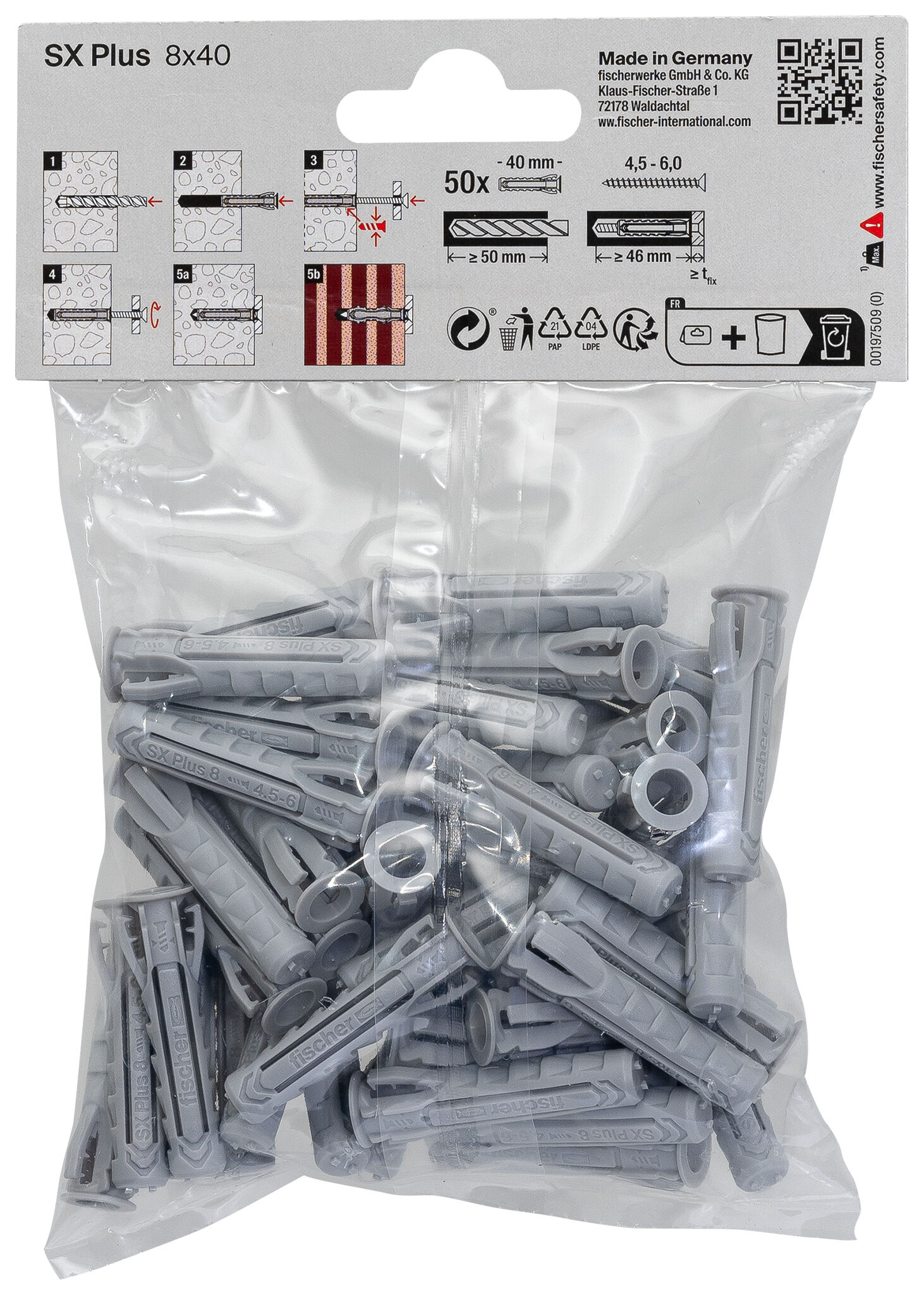 Packaging: "Chevilles à expansion SX Plus 8 x 40"