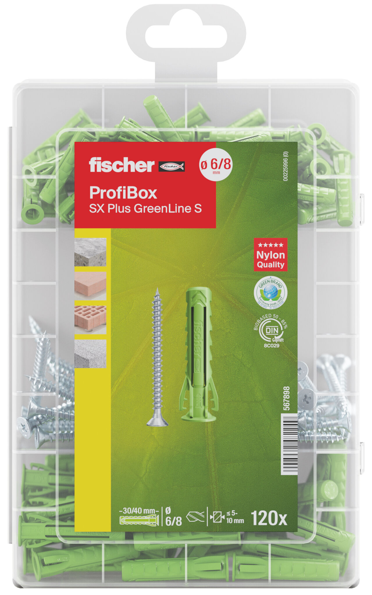 Packaging: "fischer Profi-Box SX Plus GreenLine + Screws A2"