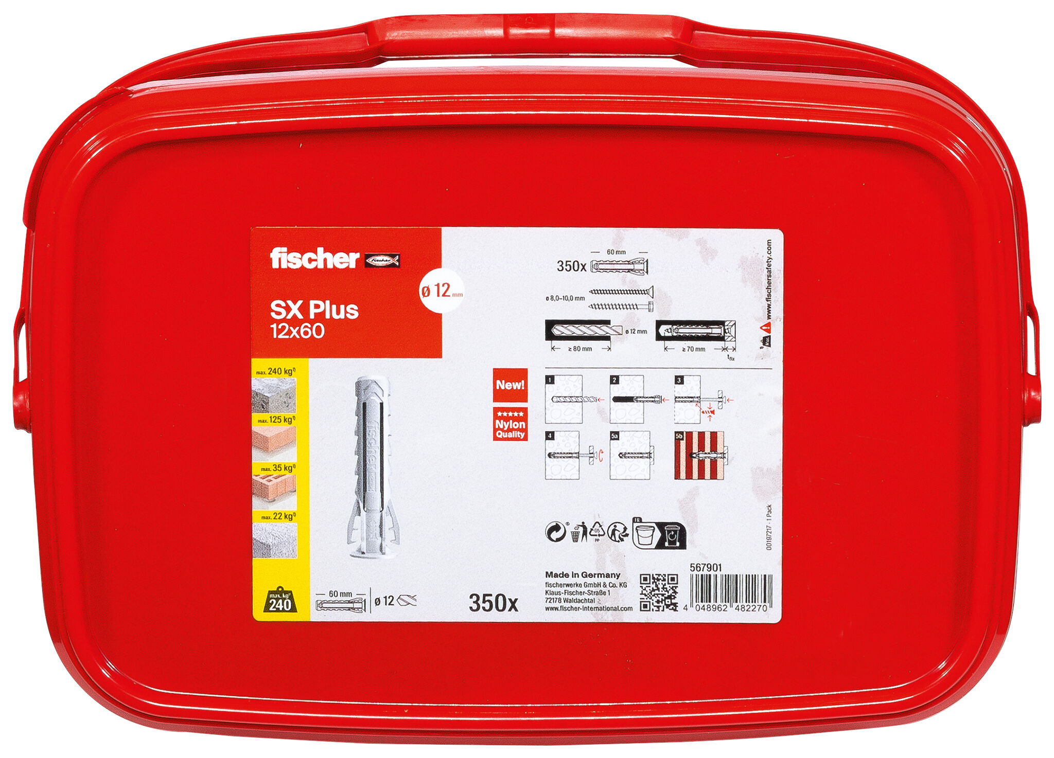 Packaging: "fischer Cheville d'expansion SX Plus 12 x 60 en seau"
