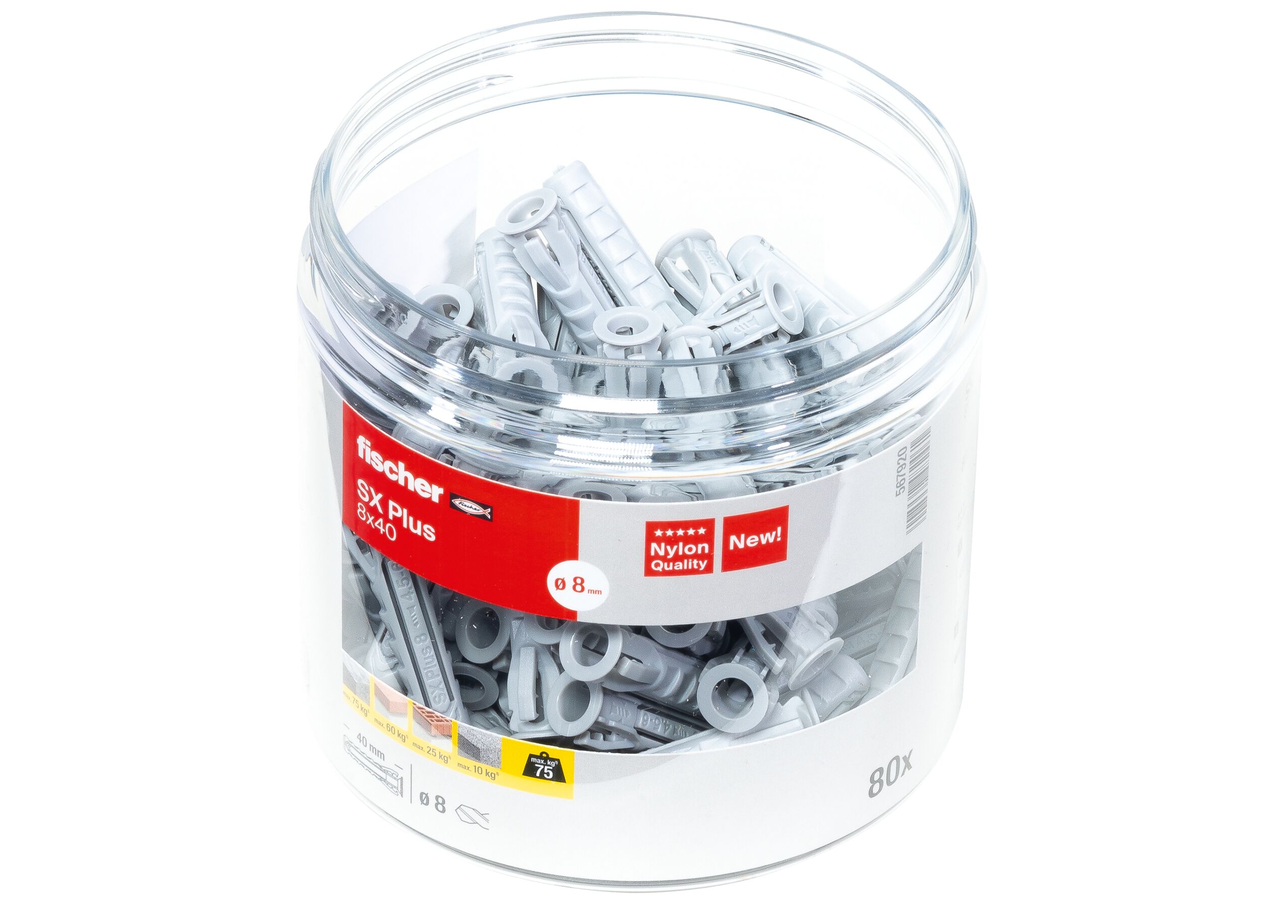 Fischer Spreizdübel SX 8x65 K DE (hellgrau, 10 Stück), modelis - 97851 Fischer Spreizdübel SX 8x65 K DE (hellgrau, 10 Stück), modelis - 97851