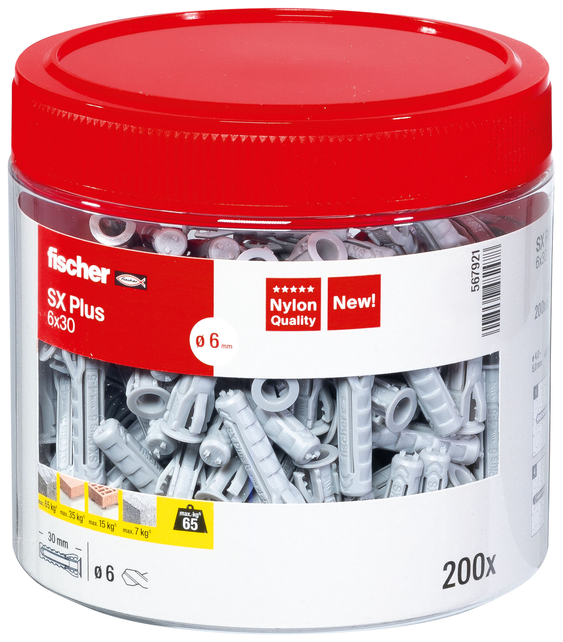 Verpackung: "fischer Spreizdübel SX Plus 6 x 30 Dose"