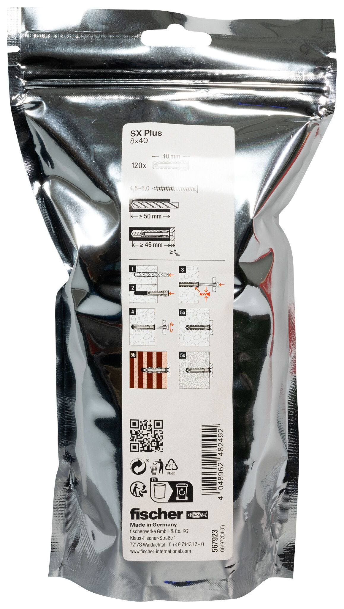 Packaging: "fischer Expansion plug SX Plus 8 x 40"