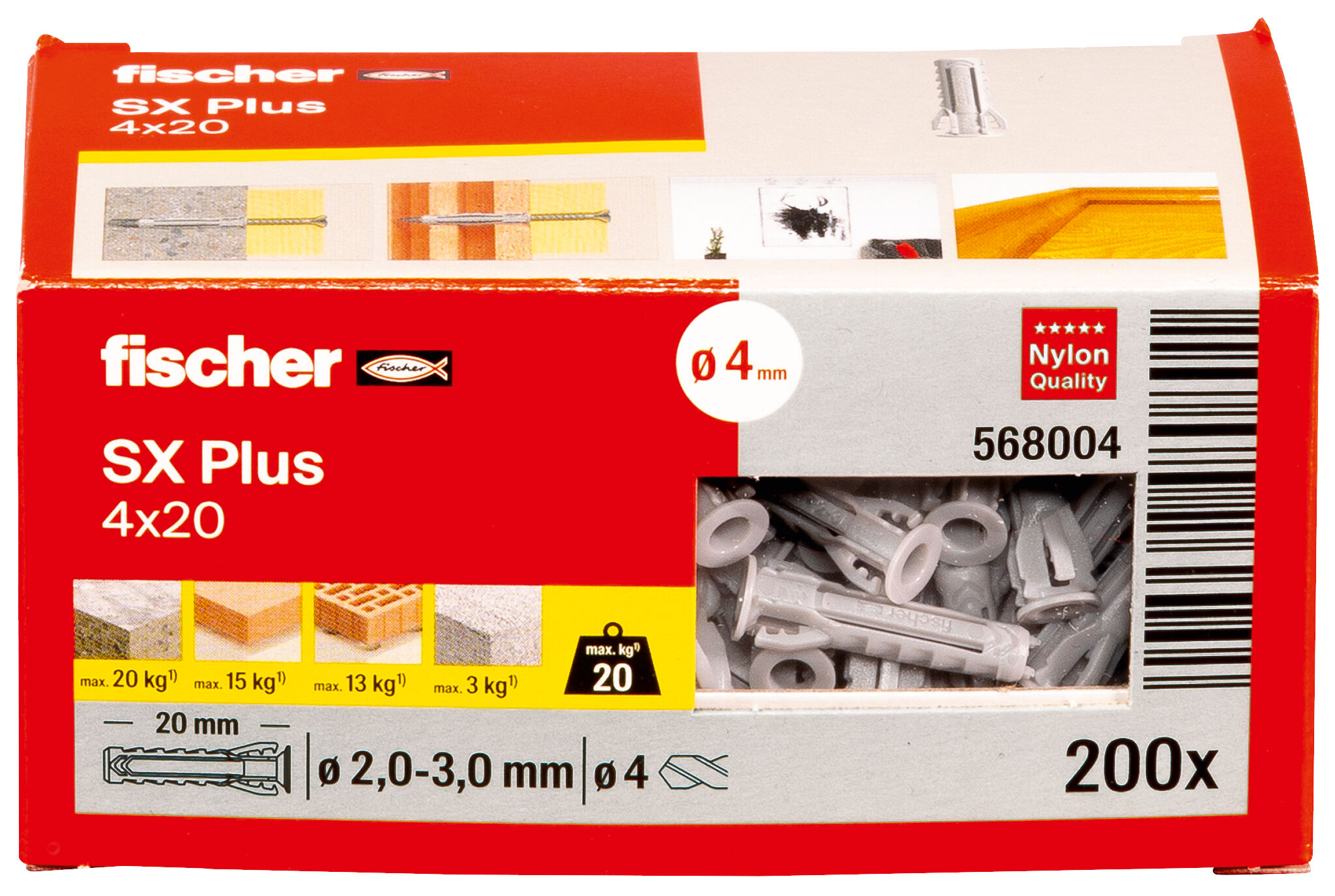 Verpackung: "fischer Spreizdübel SX Plus 4 x 20"