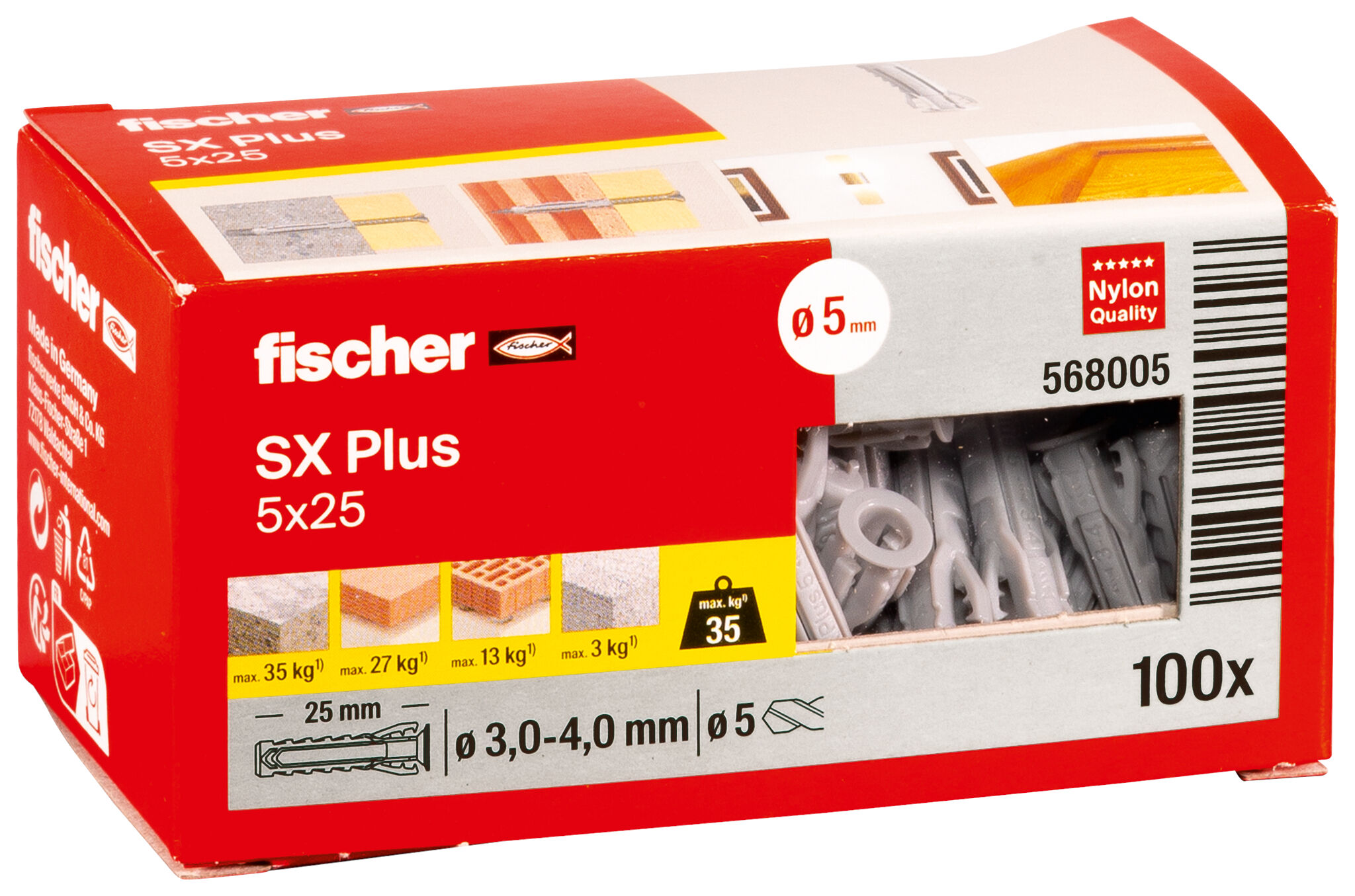Verpackung: "fischer Spreizdübel SX Plus 5 x 25"