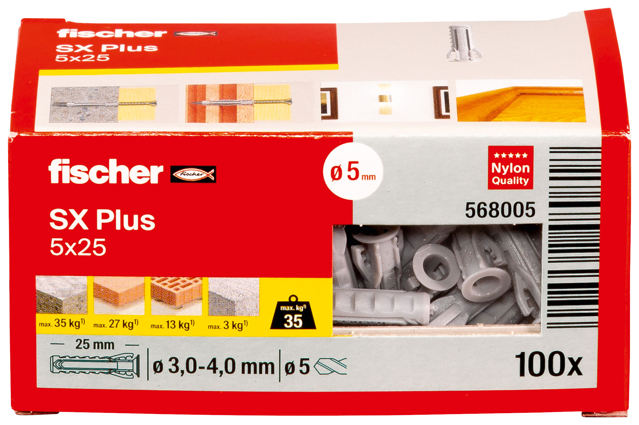 Verpackung: "fischer Spreizdübel SX Plus 5 x 25"