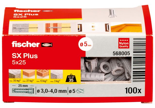 Packaging: "Chevilles à expansion SX Plus 5 x 25"