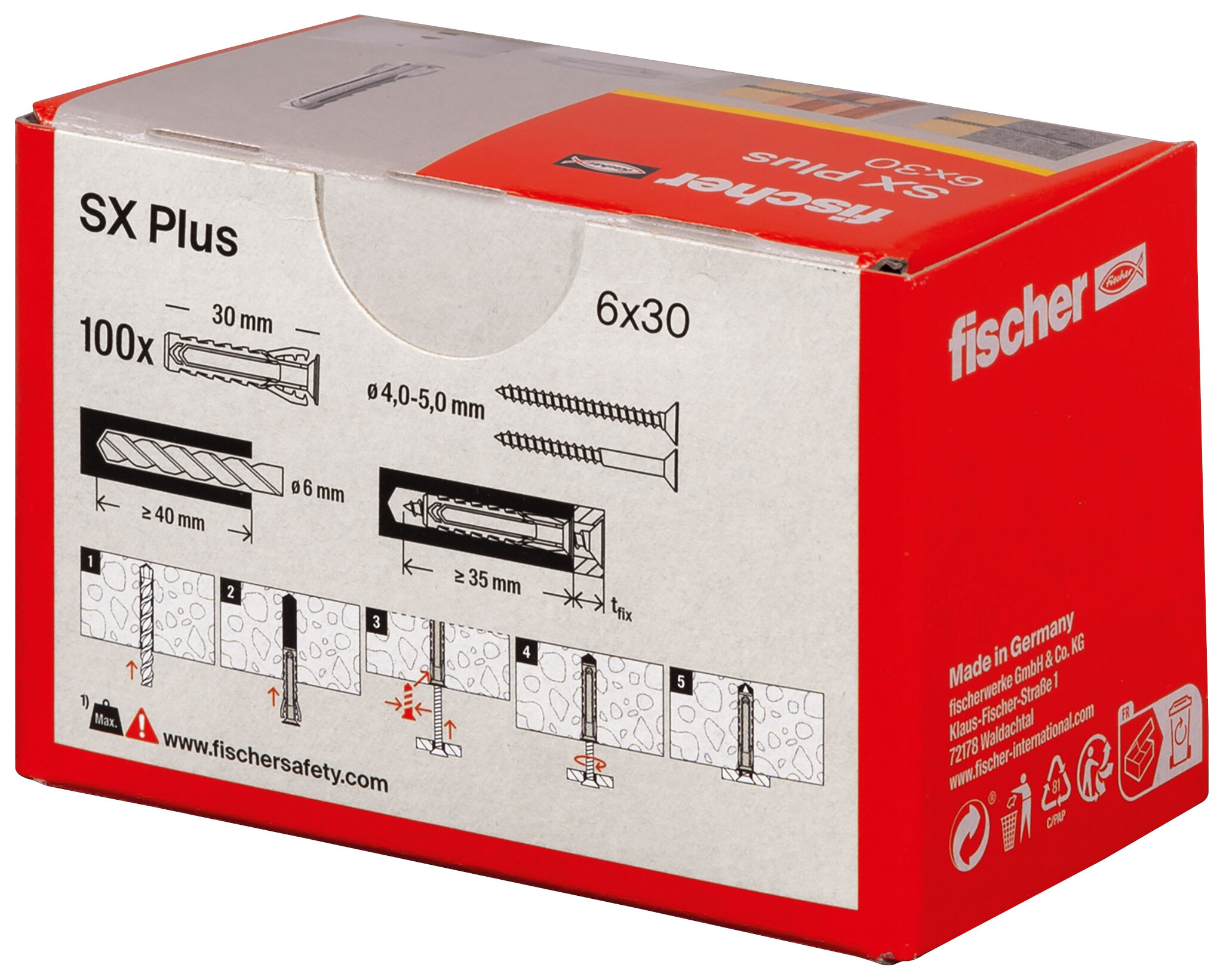 Verpackung: "fischer Spreizdübel SX Plus 6 x 30"