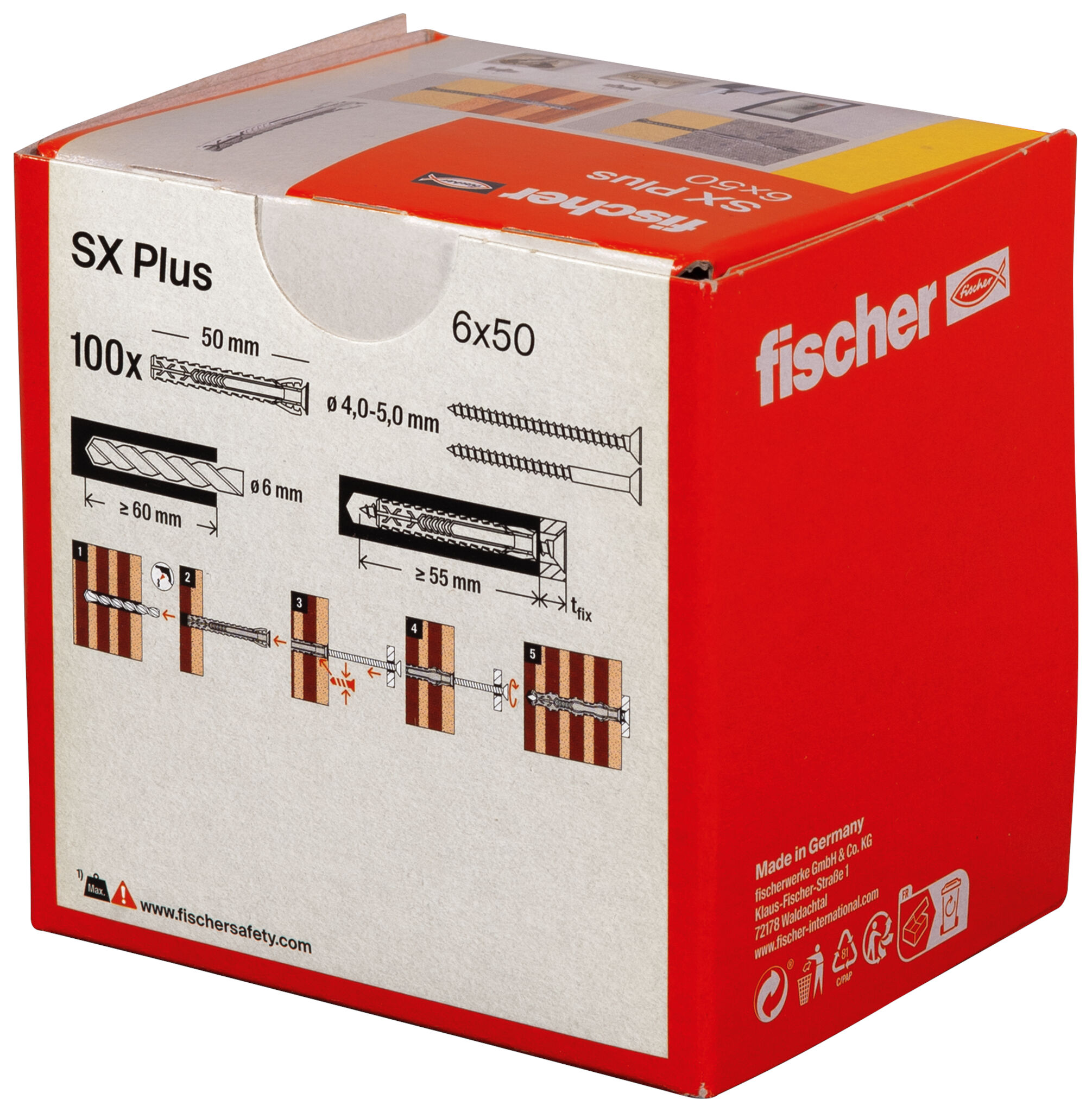 Verpackung: "fischer Spreizdübel SX Plus 6 x 50"