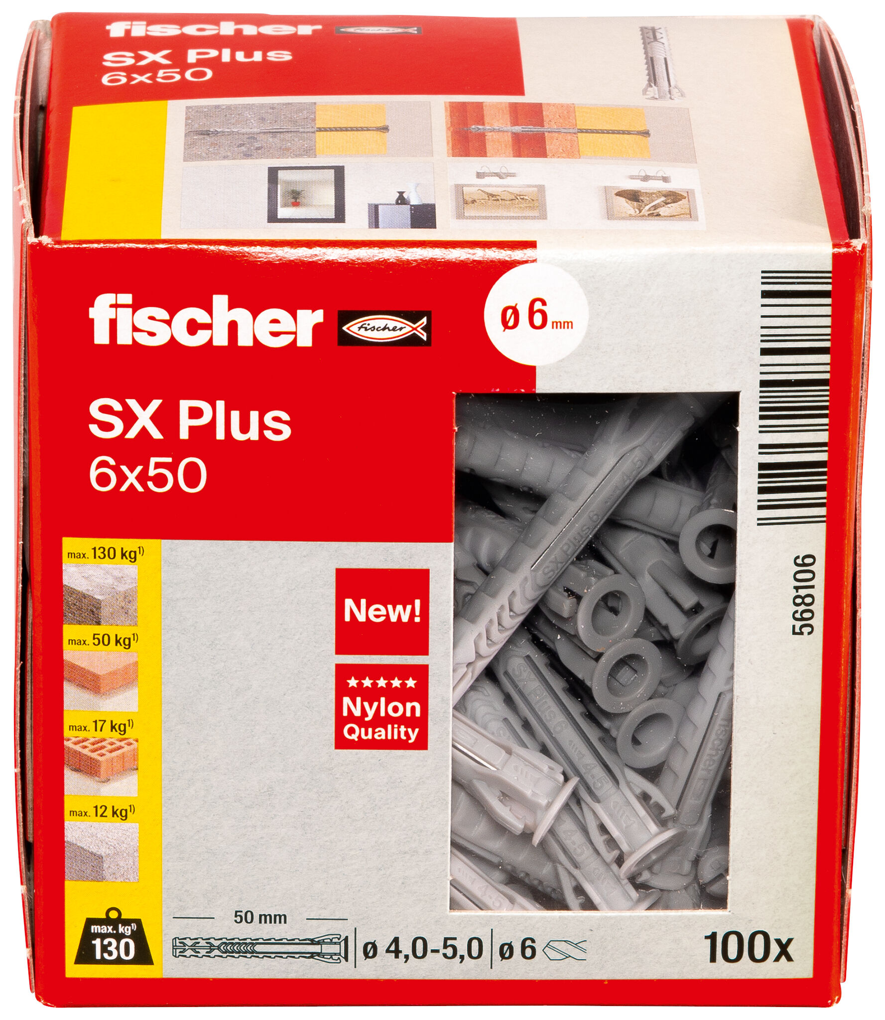 Verpackung: "fischer Spreizdübel SX Plus 6 x 50"