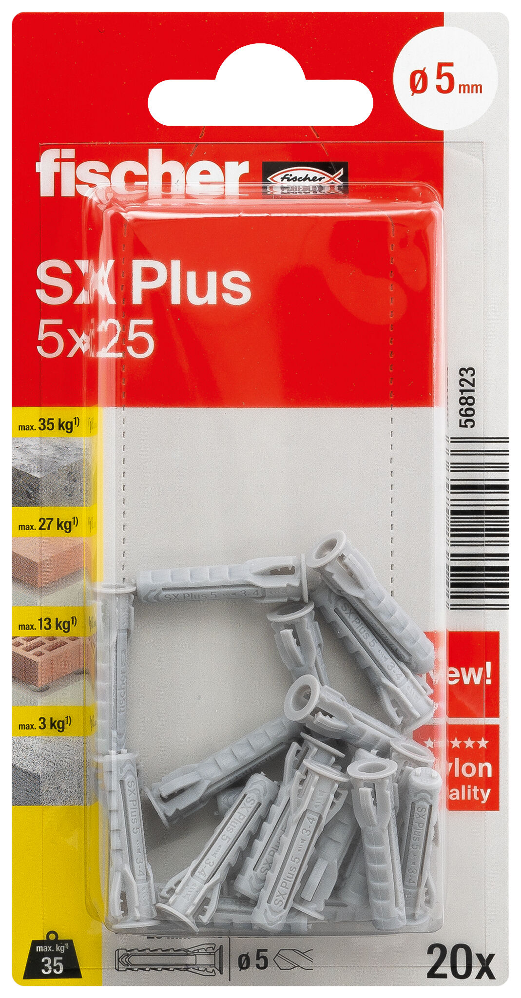 Packaging: "fischer Expansion plug SX Plus 5 x 25"