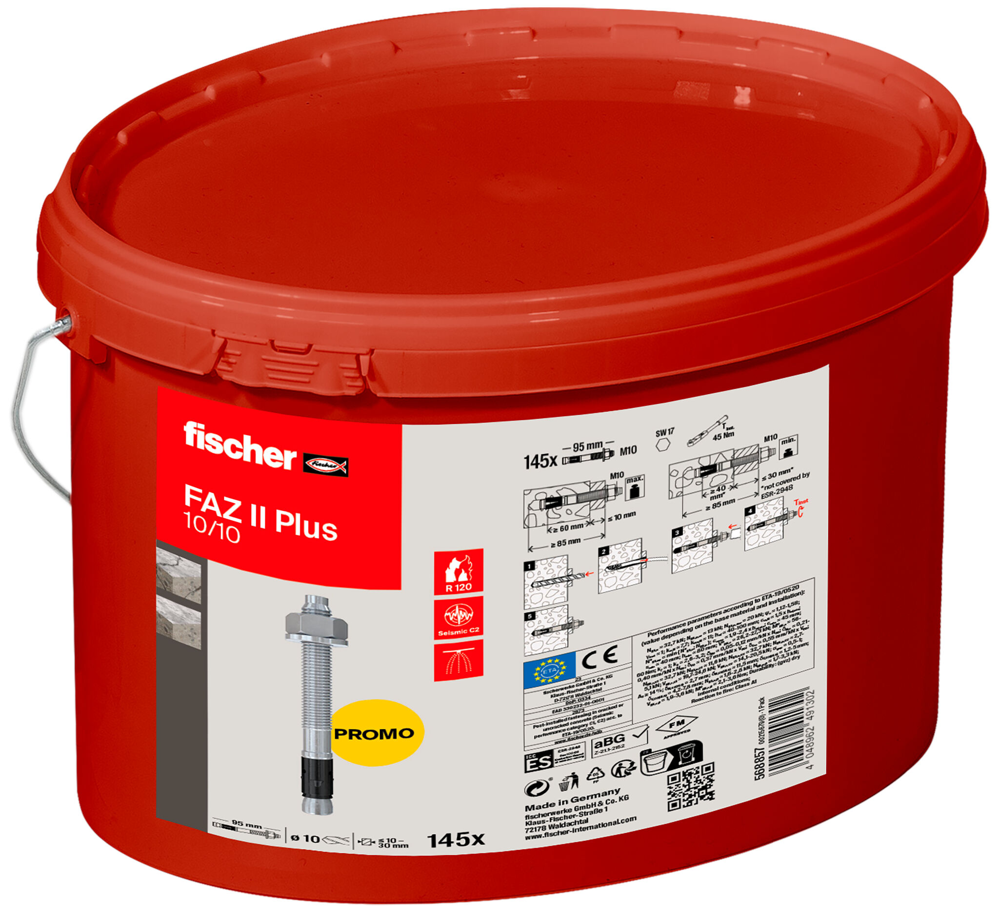 Packaging: "fischer doorsteekanker FAZ II Plus 10/10 in emmer"