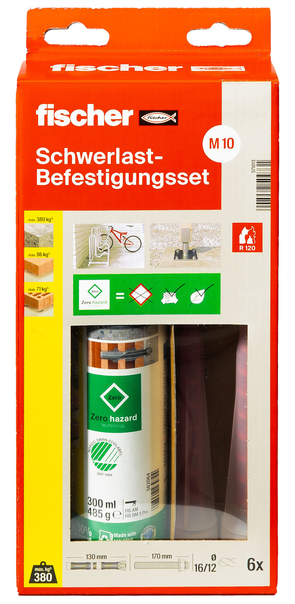 Verpackung: "fischer Schwerlast-Befestigungsset Ankerstange M10 R"