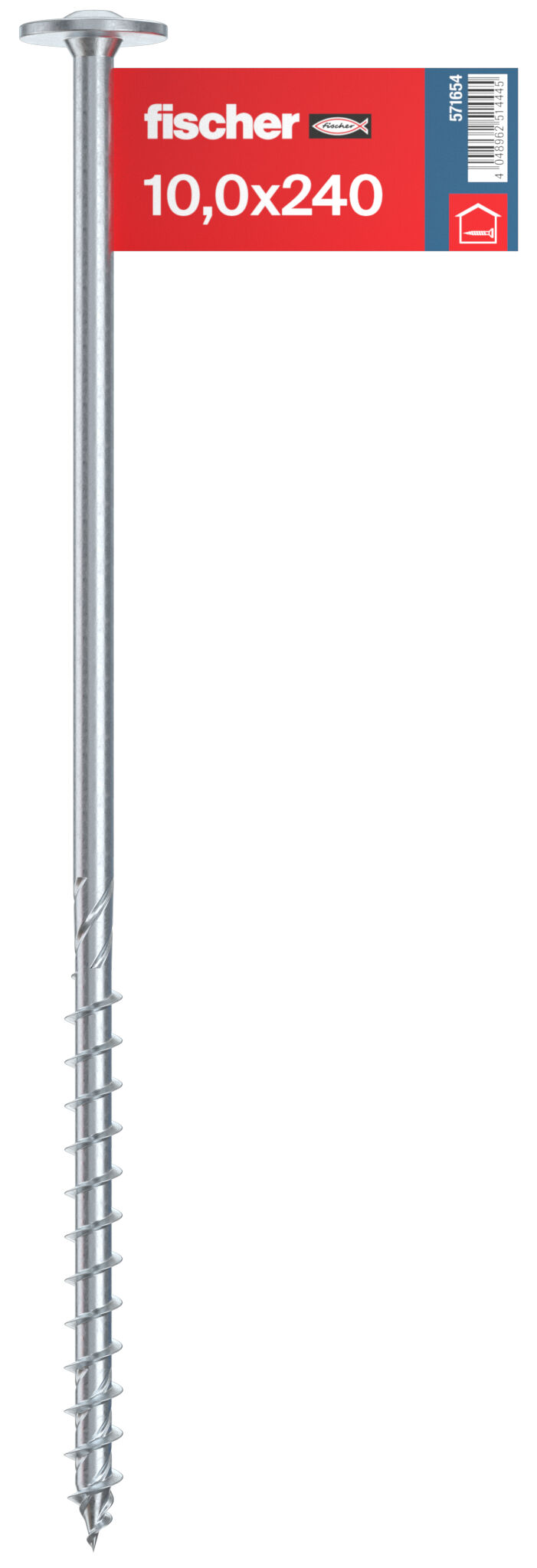 Packaging: "fischer wood construction screw PowerFast FPF II WTP 10.0 x 240 BC E, flange head, TX star recess drive, part thread, blue zinc plated"