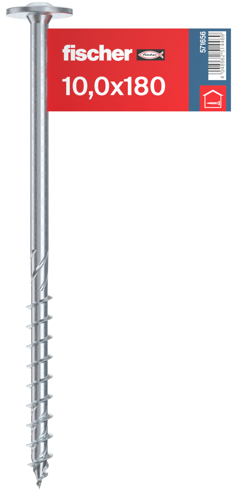 Packaging: "fischer wood construction screw PowerFast FPF II WTP 10.0 x 180 BC E, flange head, TX star recess drive, part thread, blue zinc plated"