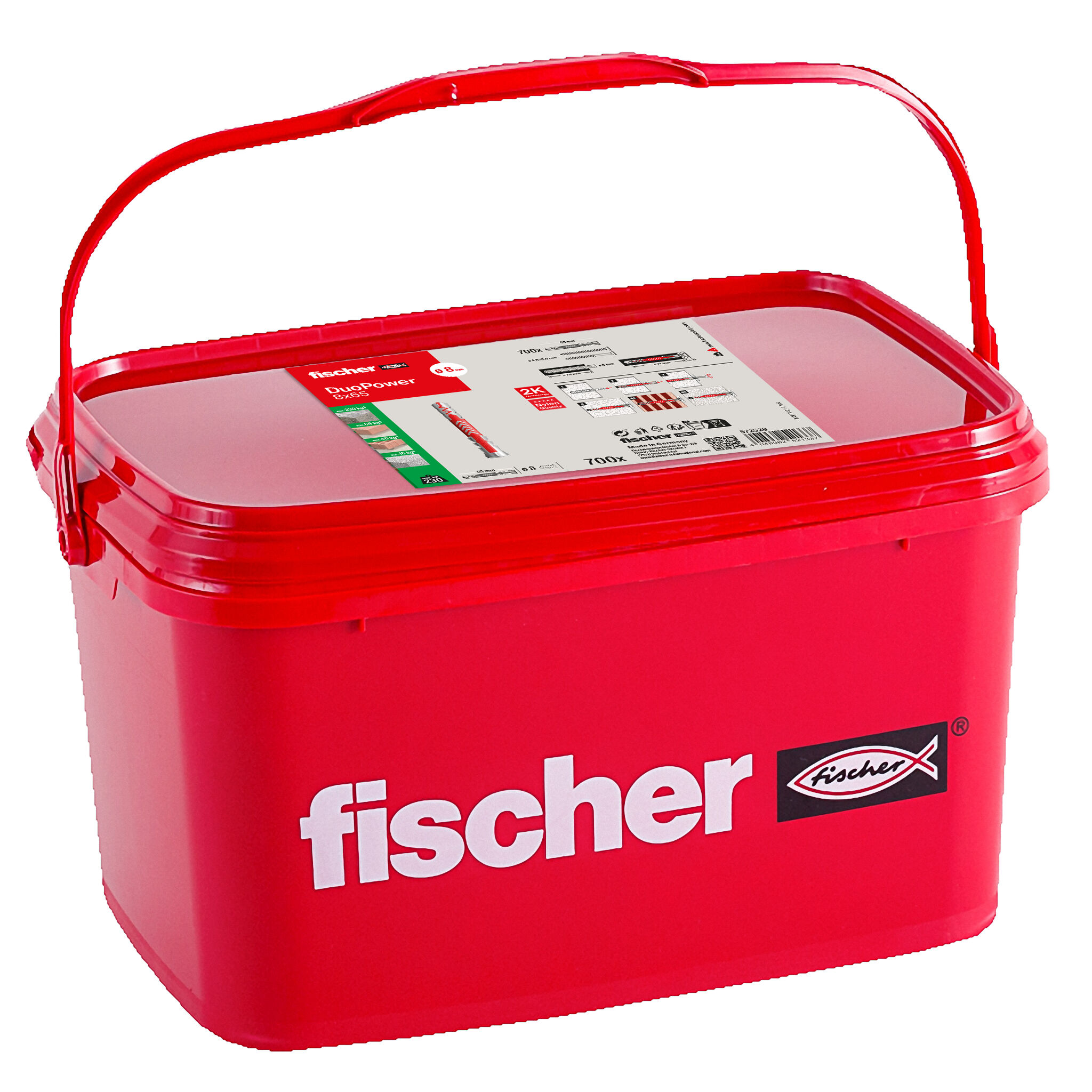 Balení: "fischer DuoPower 8x65 v kyblíku"