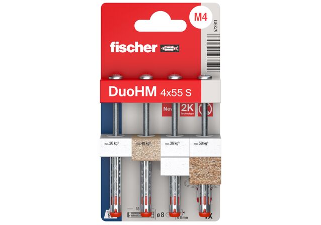 Confezione: "DuoHM 4x55 S tassello con vite impronta Pozi in blister"