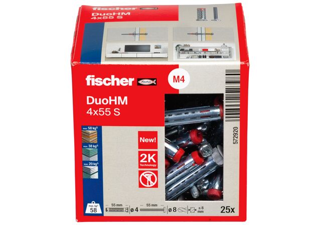 Confezione: "DuoHM 4x55 S tassello con vite impronta Pozi"