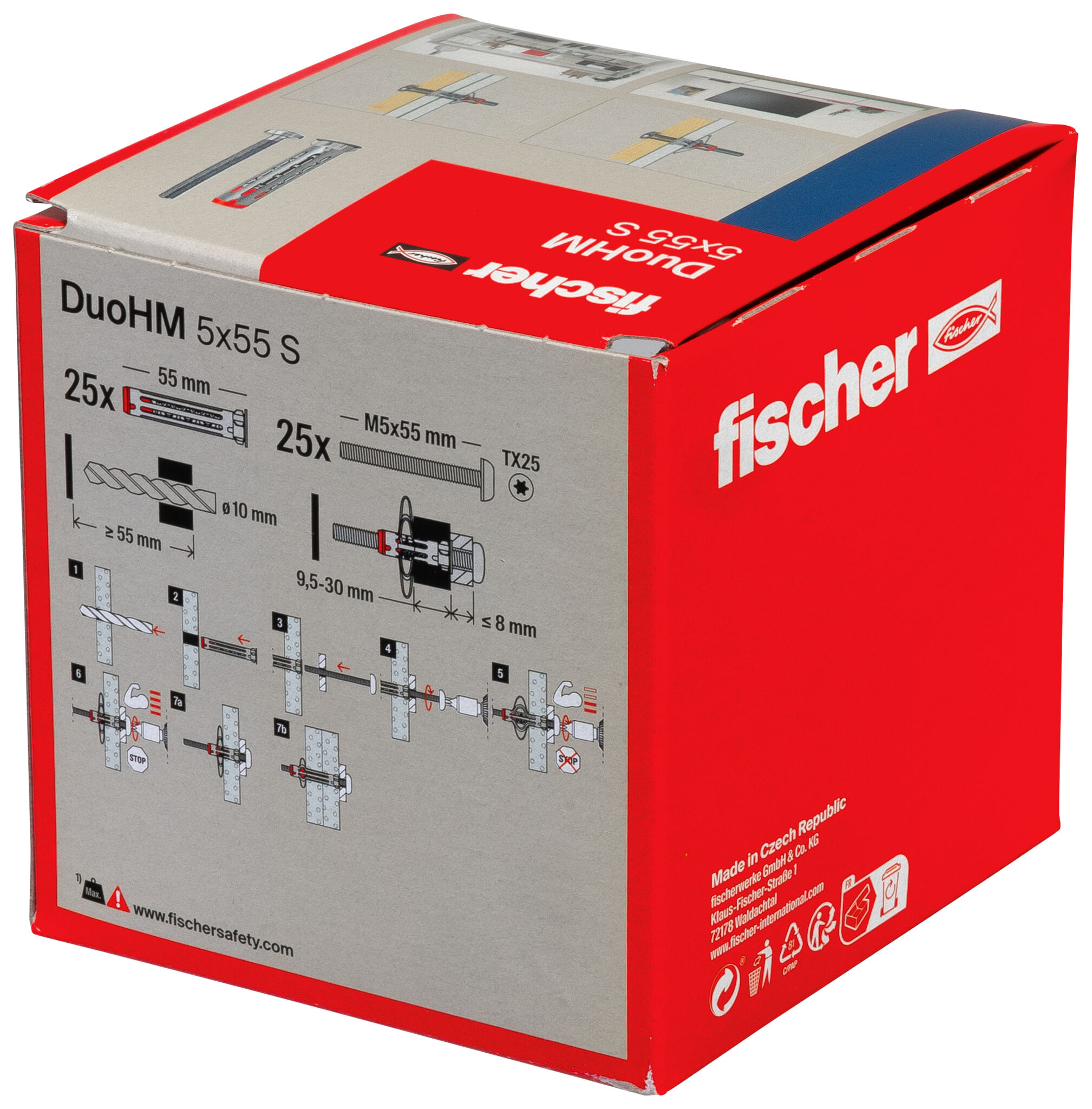 Packaging: "fischer levyankkuri DuoHM 5 x 55 S PH TX, kupukantaruuvi, TX"