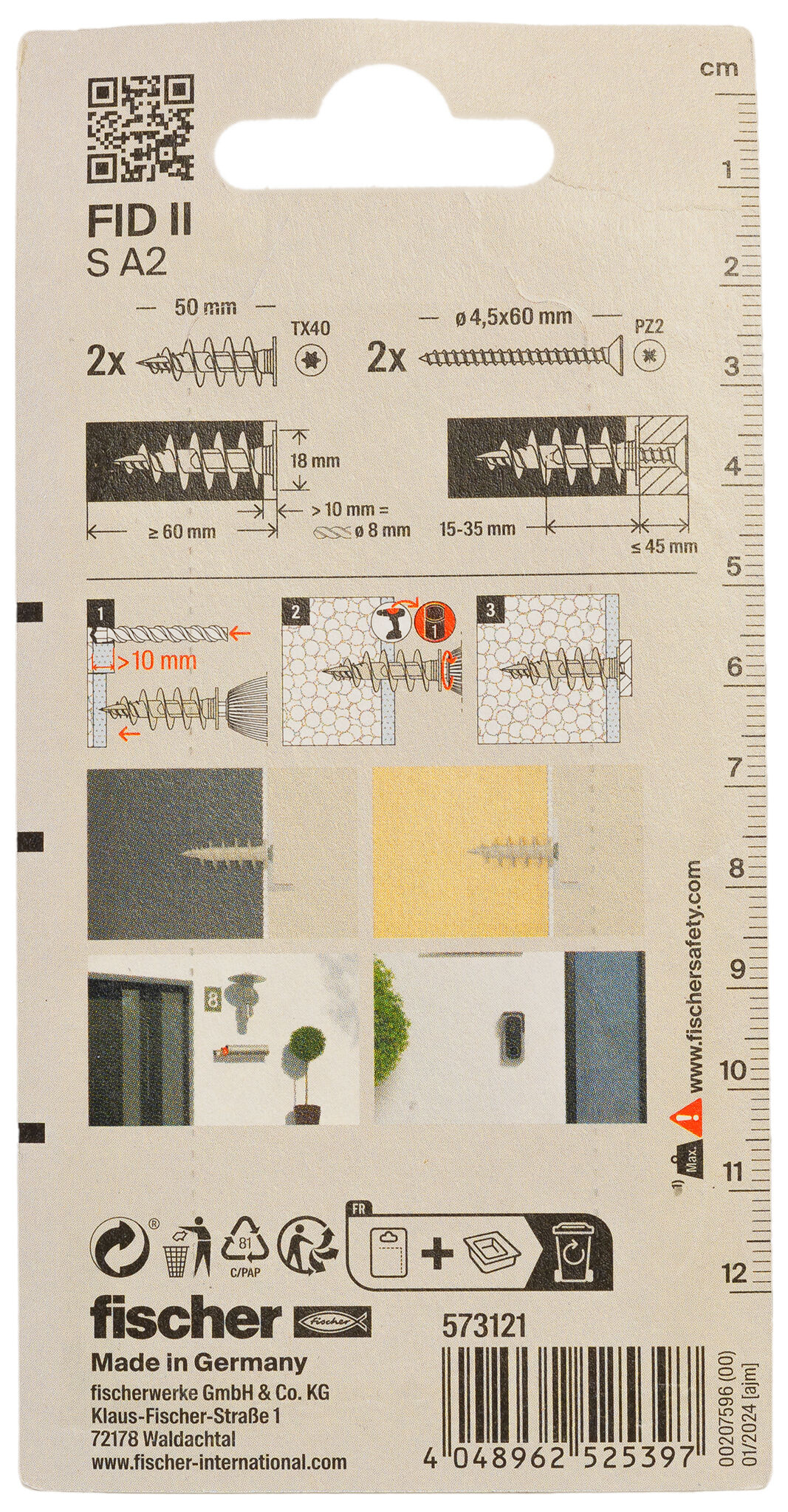 Verpackung: "fischer Montageset Ready2Fix Gedämmte Fassade"
