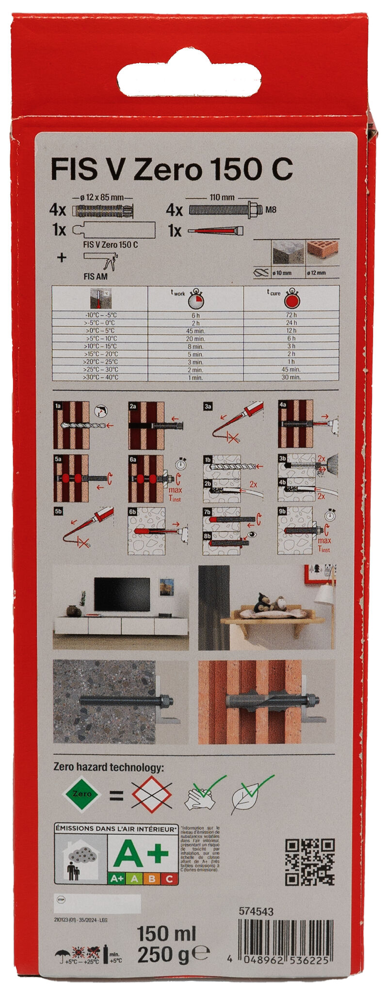 Packaging: "fischer Injection mortar FIS V Zero 150 C Set M8"