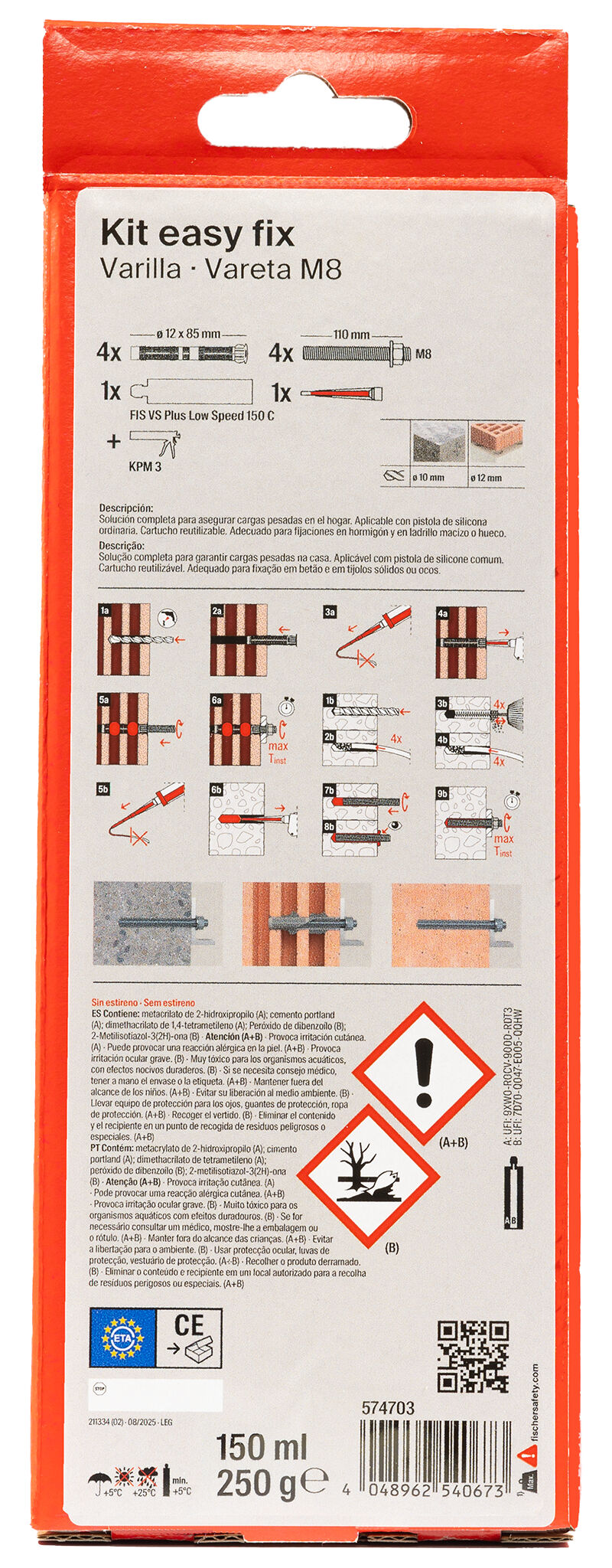 Packaging: "Mortero de inyección fischer FIS VS Plus 150 C – Set<br />"