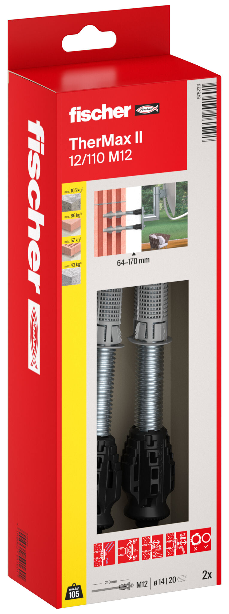 Packaging: "fischer stand-off installation TherMax II 12/110 M12 (2)"