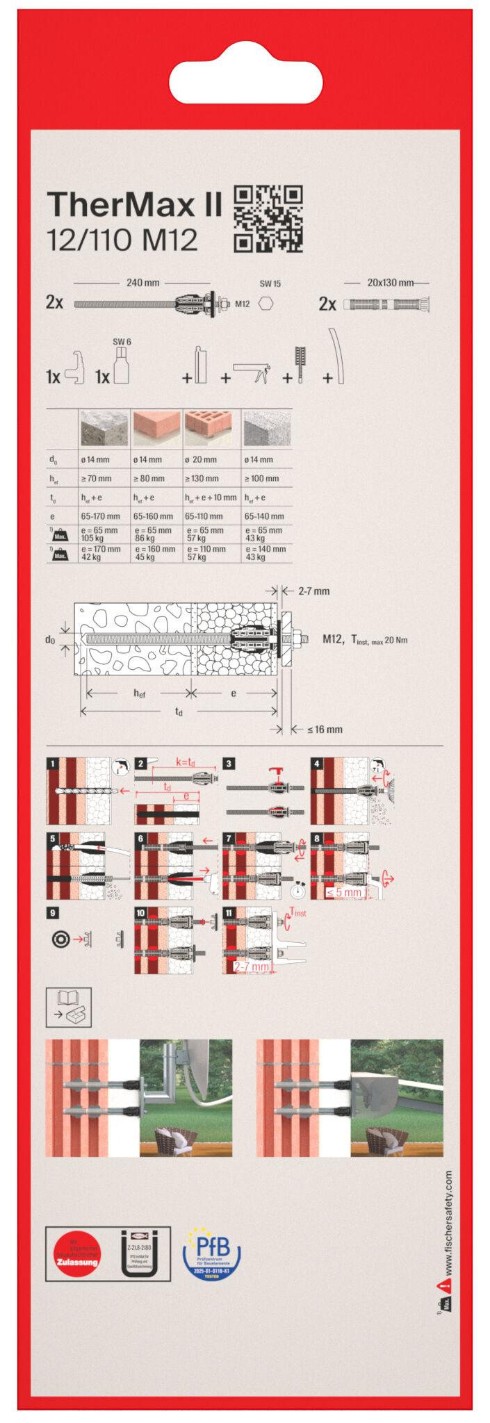 Packaging: "fischer stand-off installation TherMax II 12/110 M12 (2)"