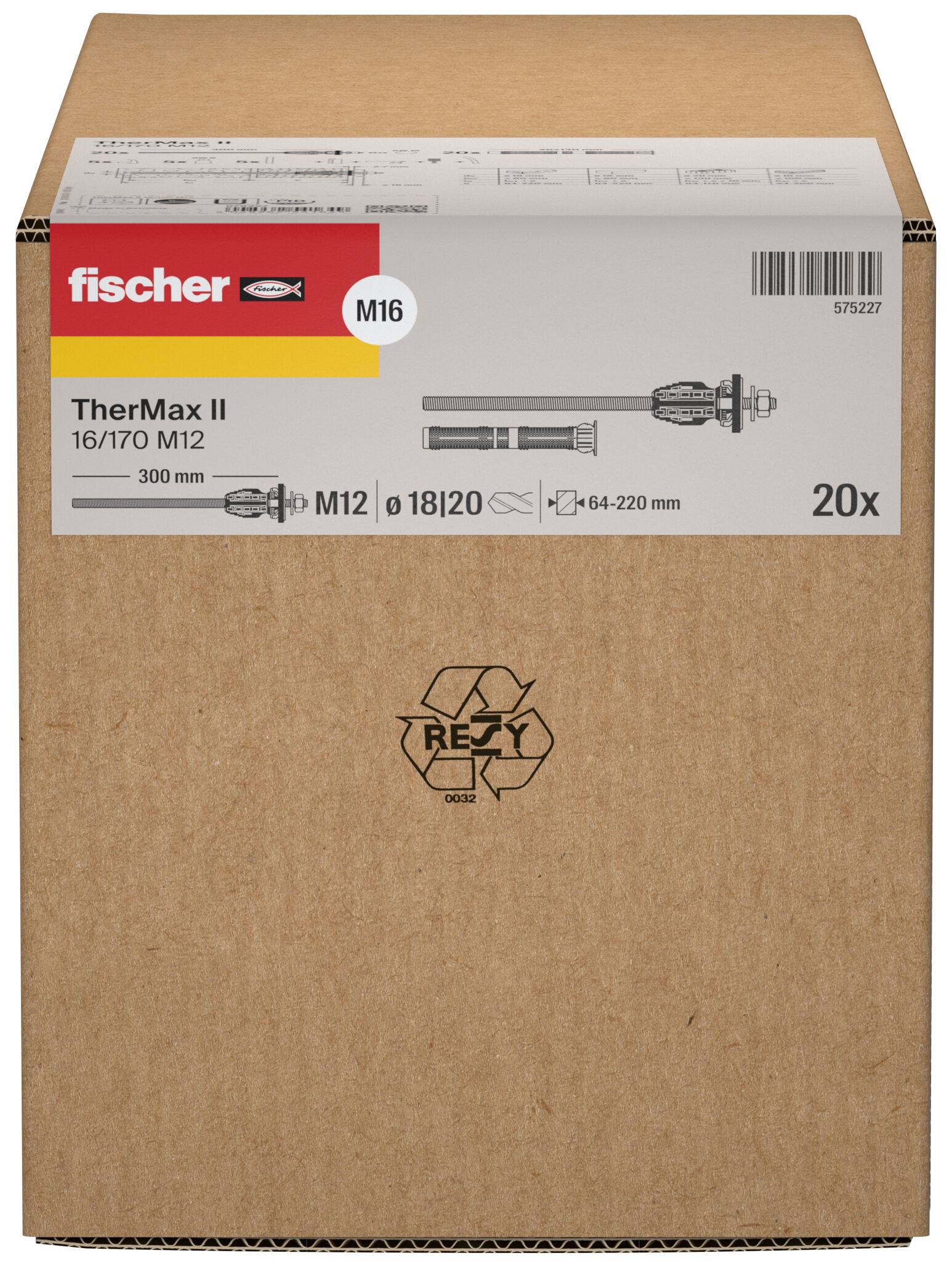 Packaging: "fischer stand-off installation TherMax II 16/170 M12"