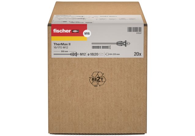 Packaging: "fischer TherMax II 16/170 M12 στήριγμα με θερμοδιακοπή"