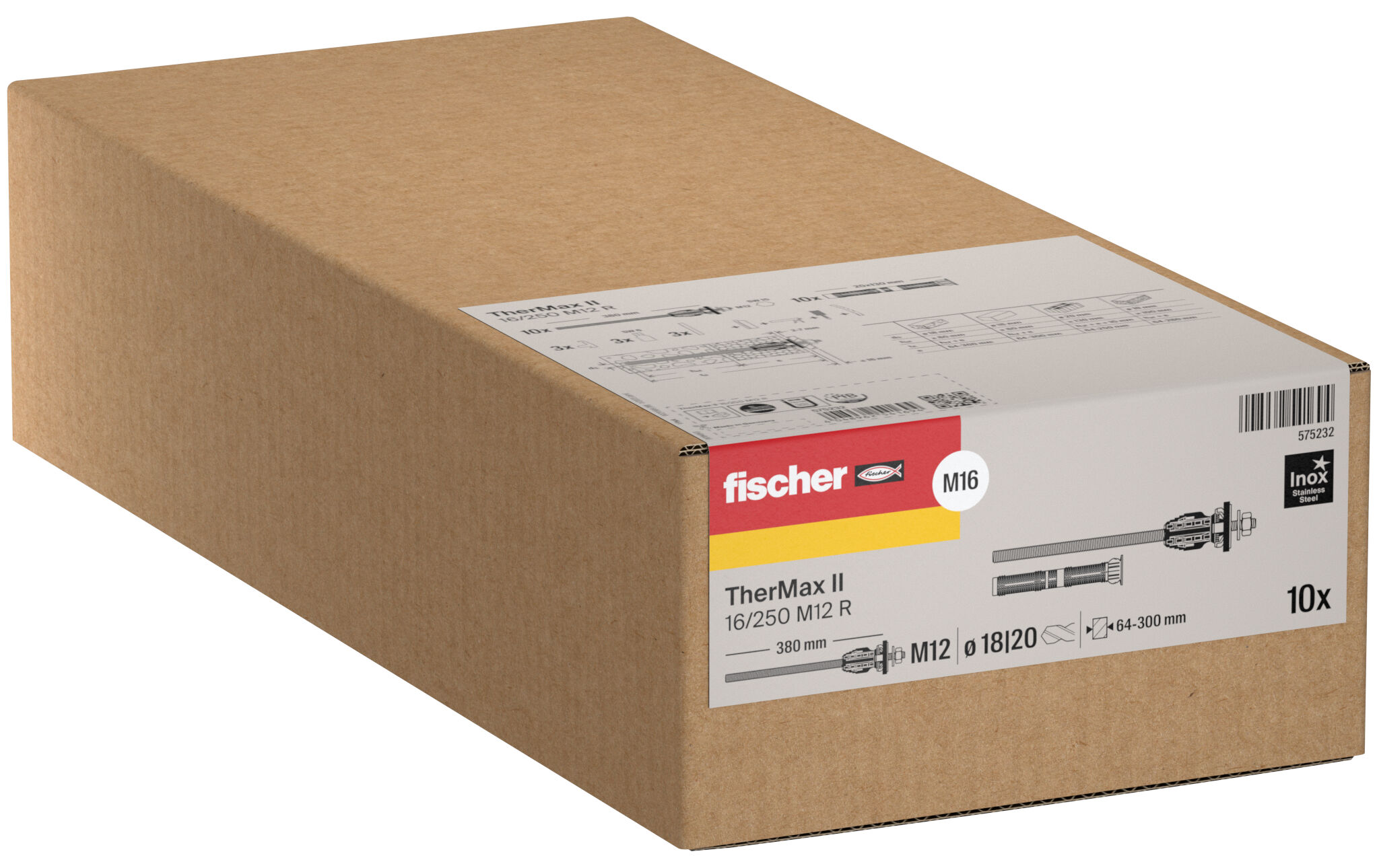 Packaging: "fischer stand-off installation TherMax II 16/250 M12 R stainless steel"