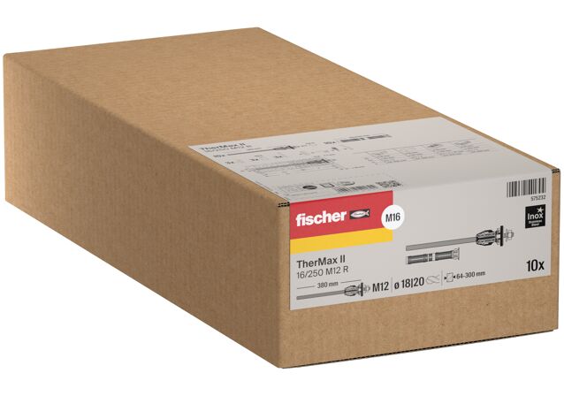 Verpackung: "fischer Abstandsmontagesystem TherMax II 16/250 M12 R nichtrostender Stahl"
