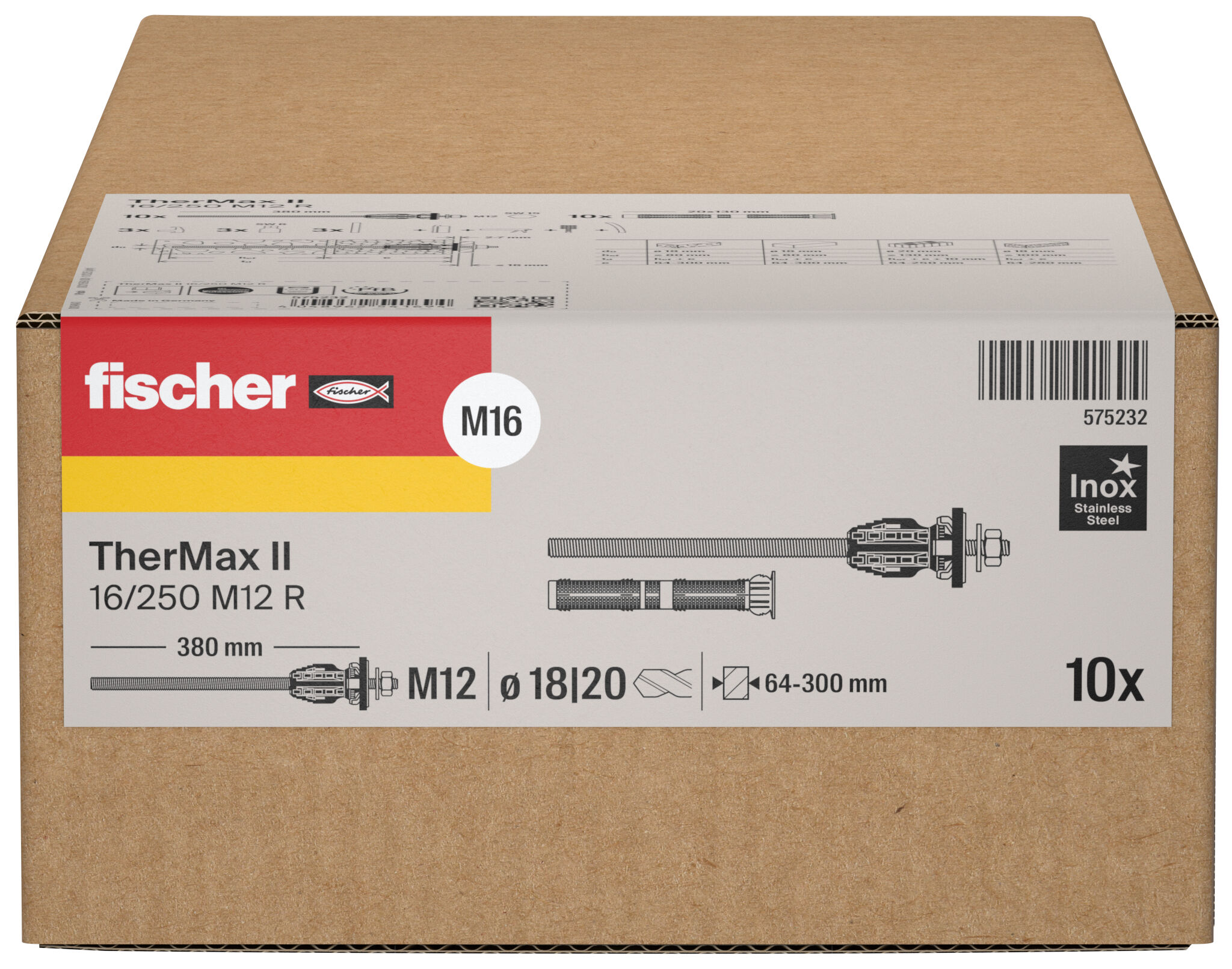 Packaging: "fischer stand-off installation TherMax II 16/250 M12 R stainless steel"