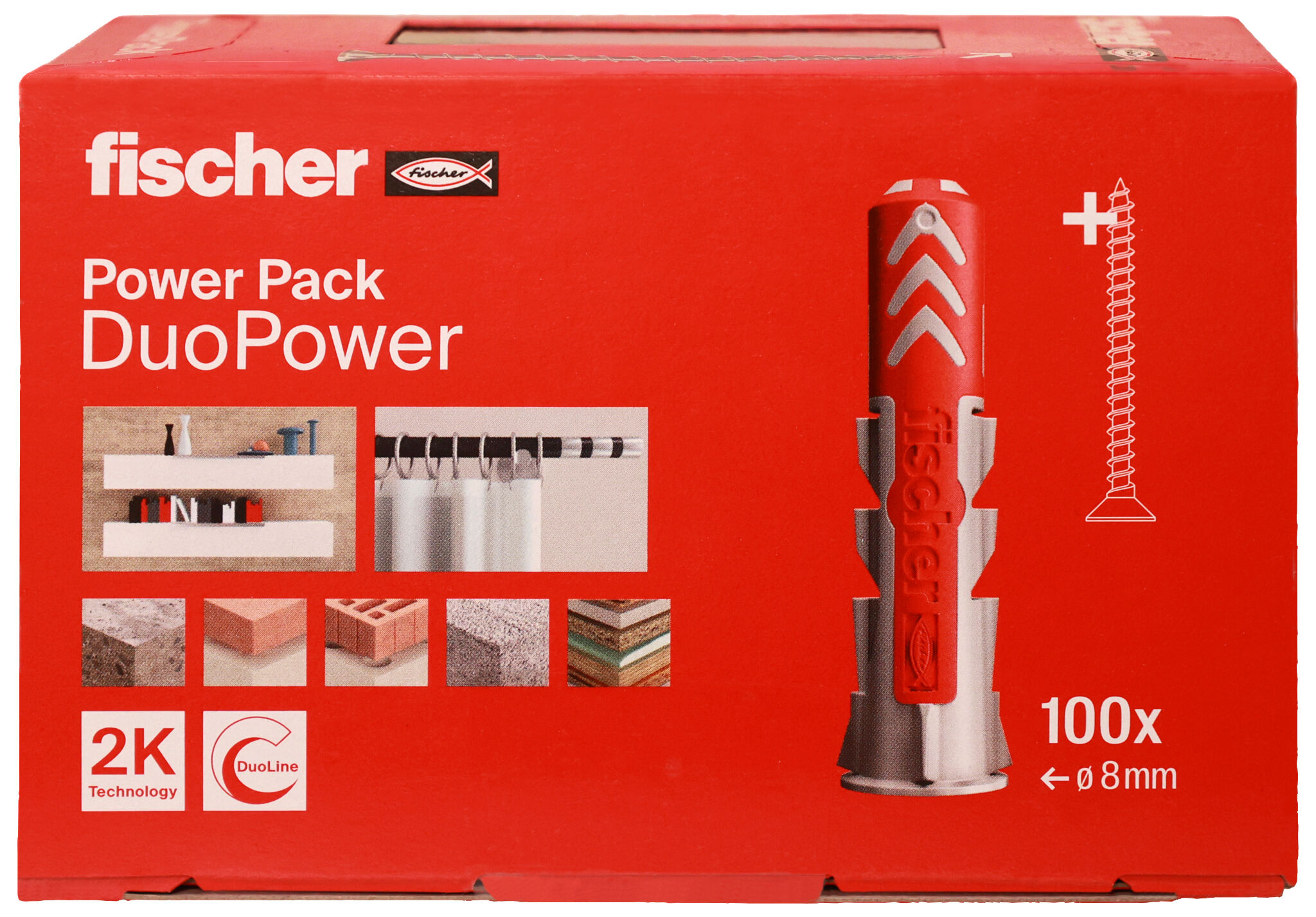 Packaging: "fischer universal plug DuoPower 8 x 40 with PowerFast II screw 5.0 x 60"