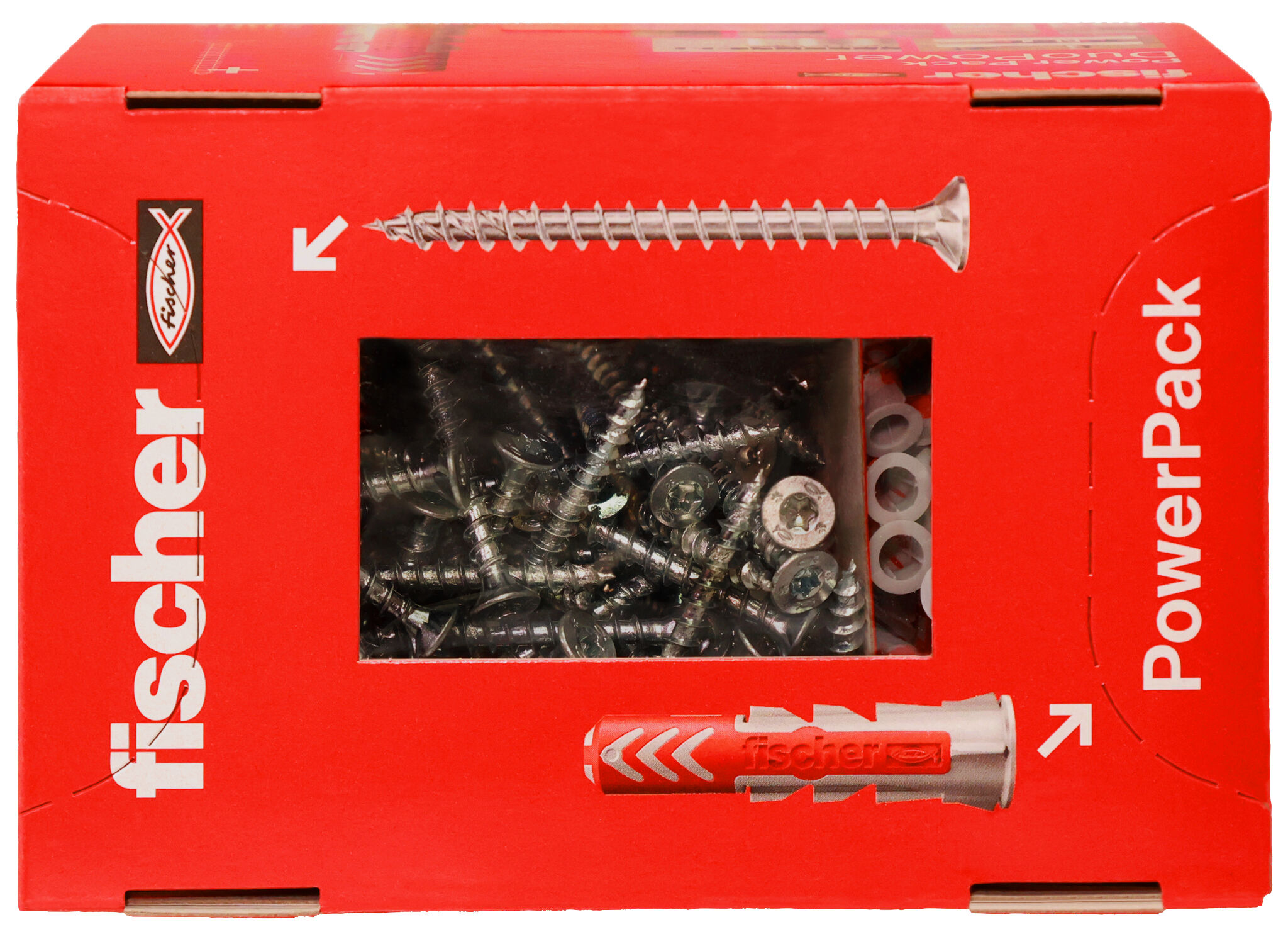 Packaging: "fischer universal plug DuoPower 6 x 30 with PowerFast II screw 4.5 x 40"