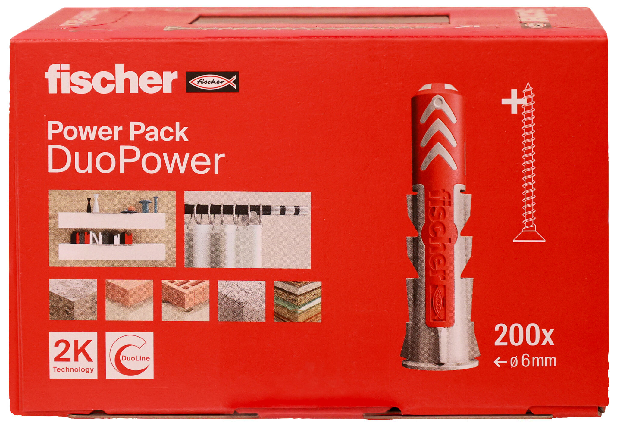Packaging: "fischer universal plug DuoPower 6 x 30 with PowerFast II screw 4.5 x 40"
