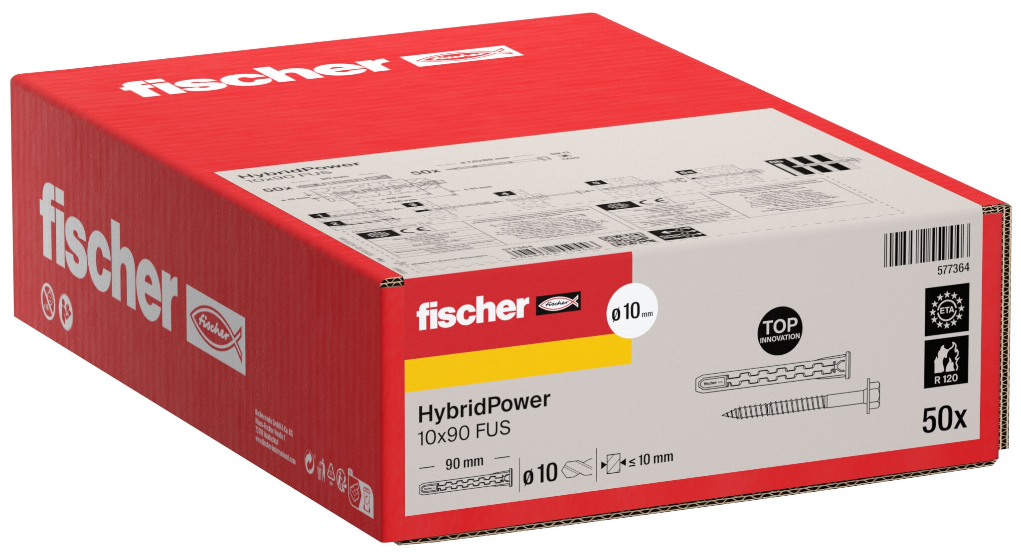 Packaging: "fischer HybridPower 10 x 90 FUS"
