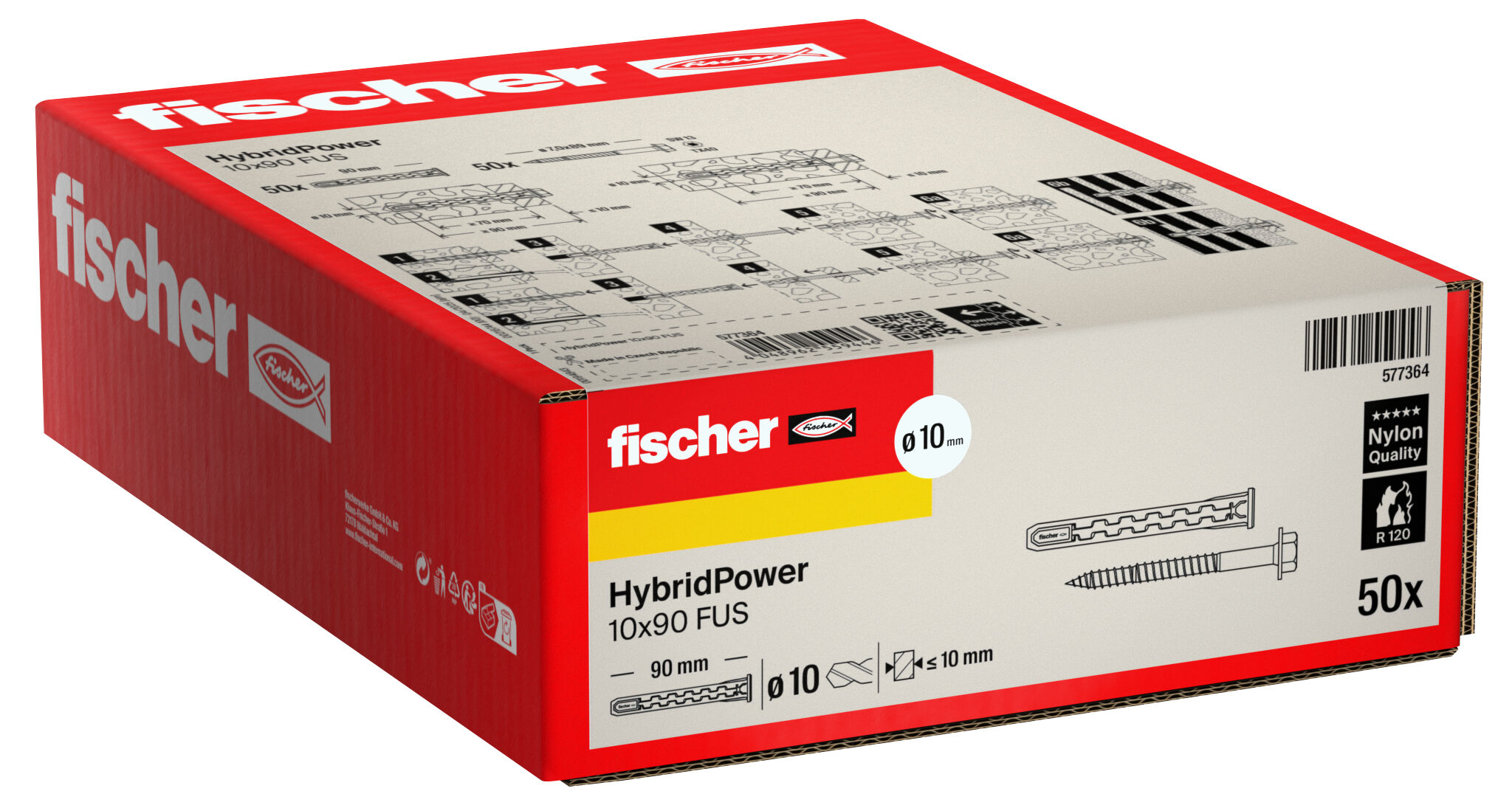 Packaging: "fischer HybridPower 10 x 90 FUS"