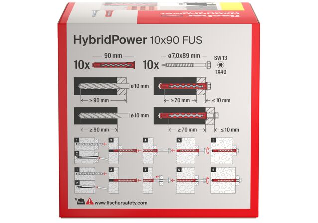 Packaging: "fischer HybridPower 10x90 FUS (10)"