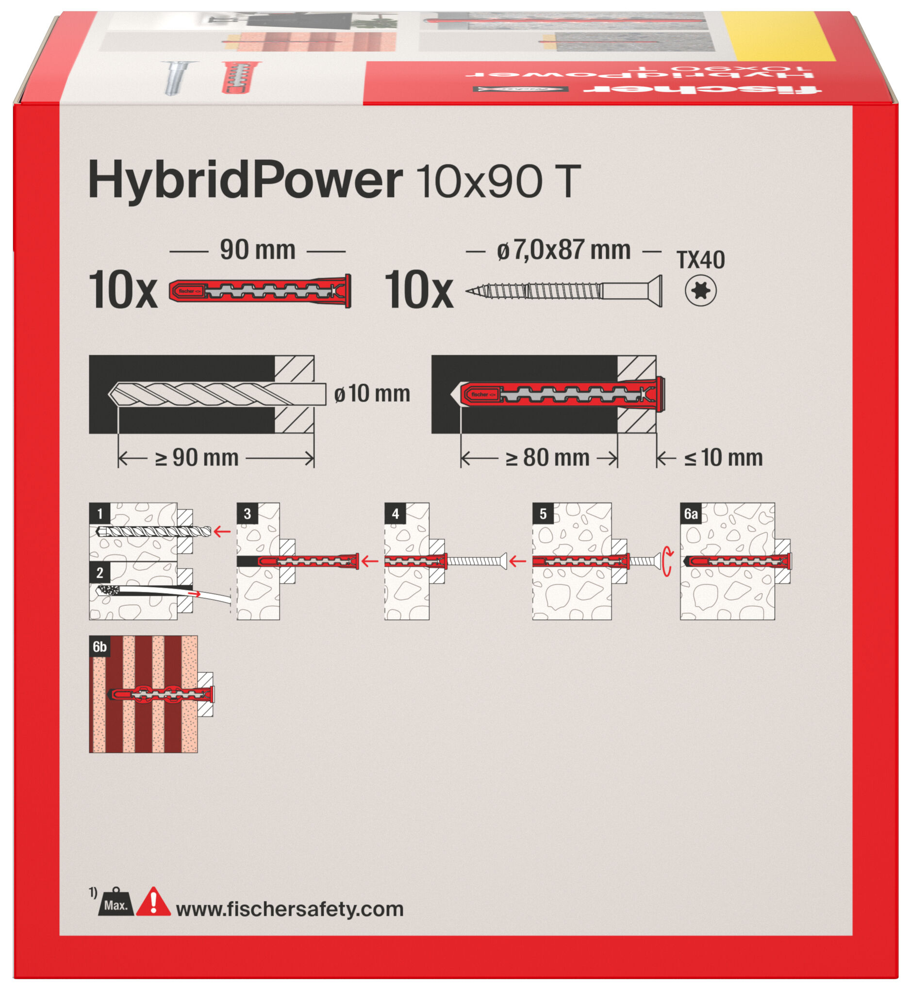 Packaging: "fischer HybridPower 10 x 90 T (10)"