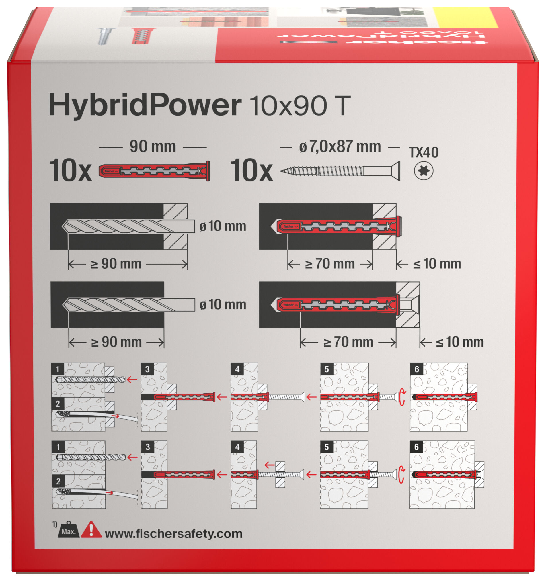 Packaging: "fischer HybridPower 10 x 90 T (10)"