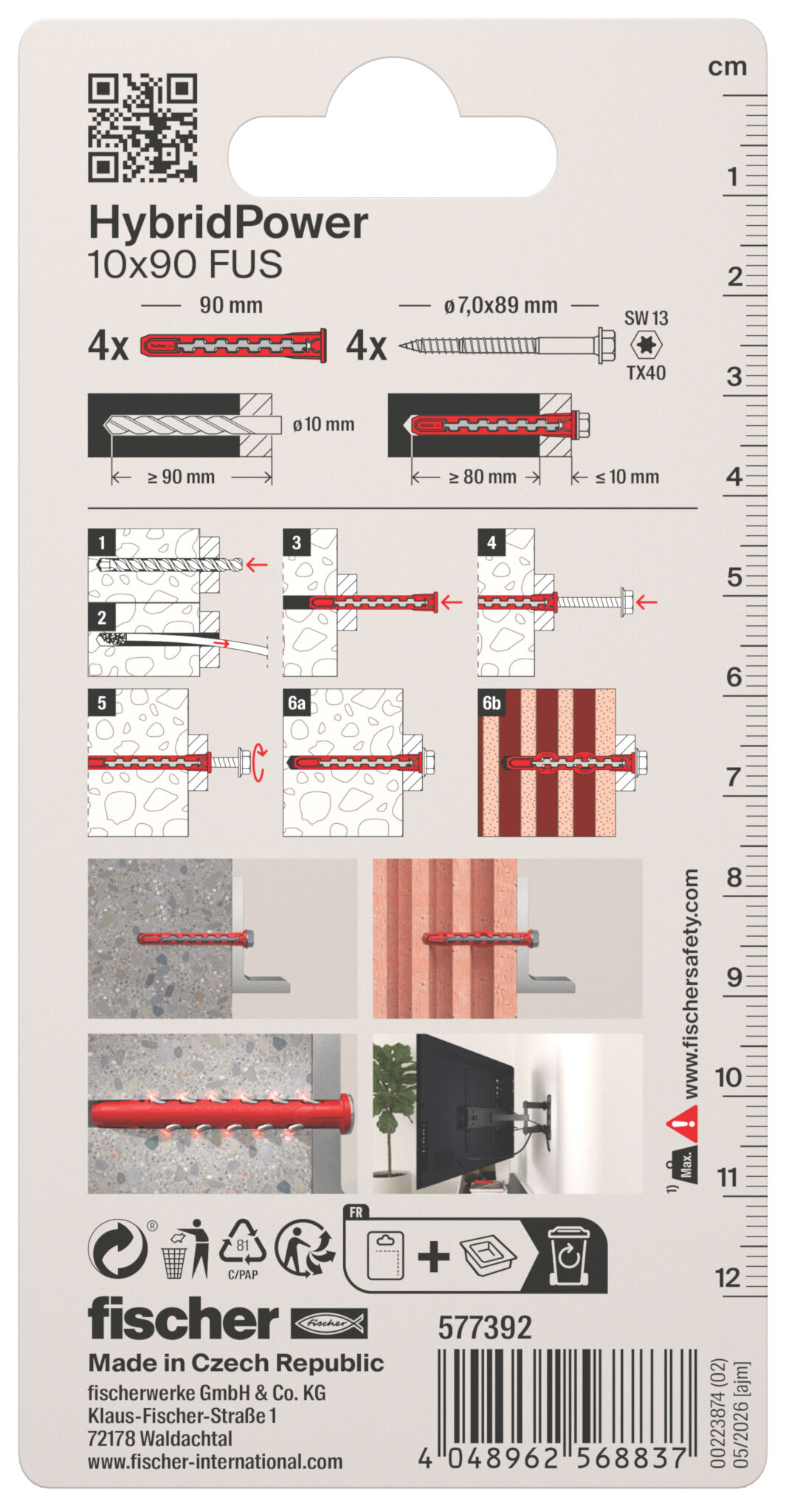Packaging: "fischer HybridPower 10 x 90 FUS K"