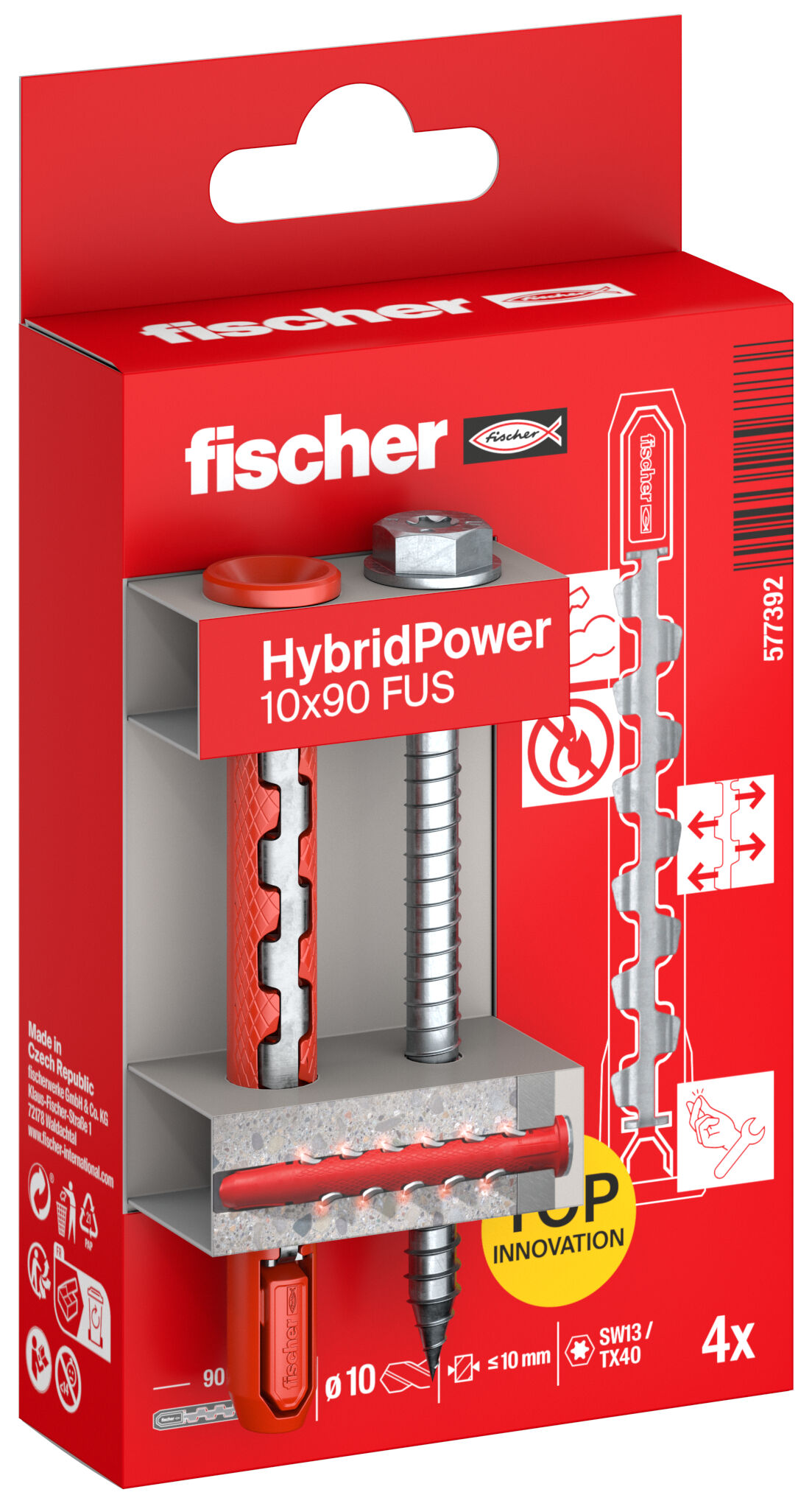 Verpackung: "fischer HybridPower 10 x 90 FUS K"