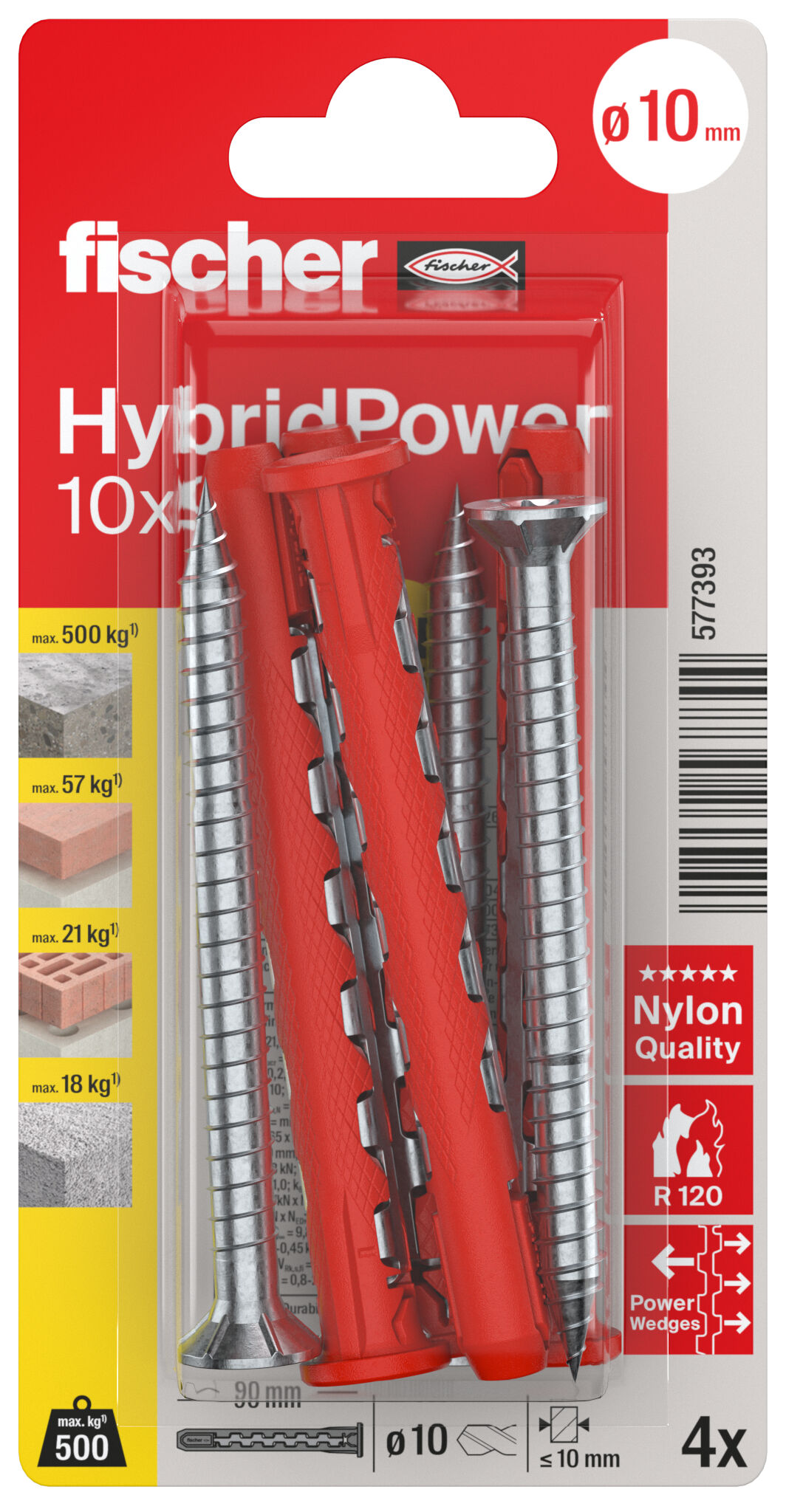 Packaging: "fischer HybridPower 10 x 90 T K"