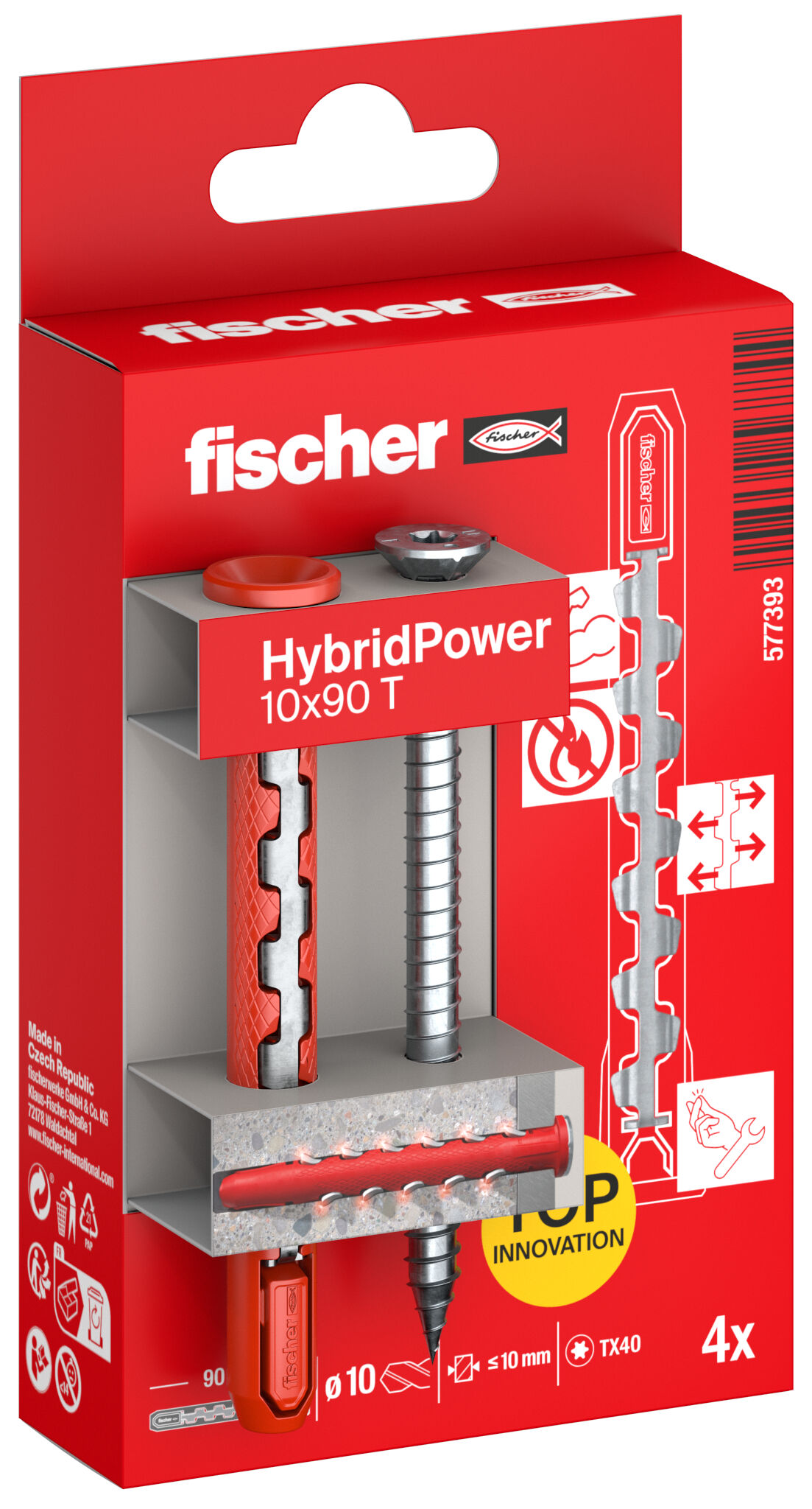 Verpackung: "fischer HybridPower 10 x 90 T K"