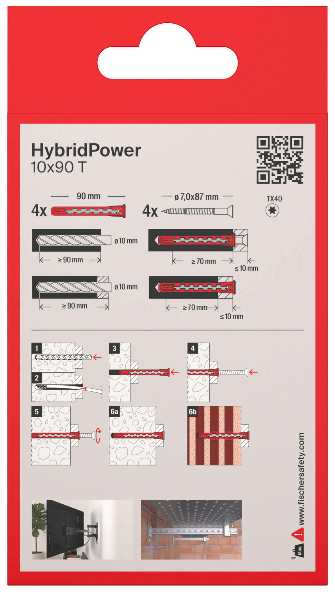 Verpackung: "fischer HybridPower 10 x 90 T K"