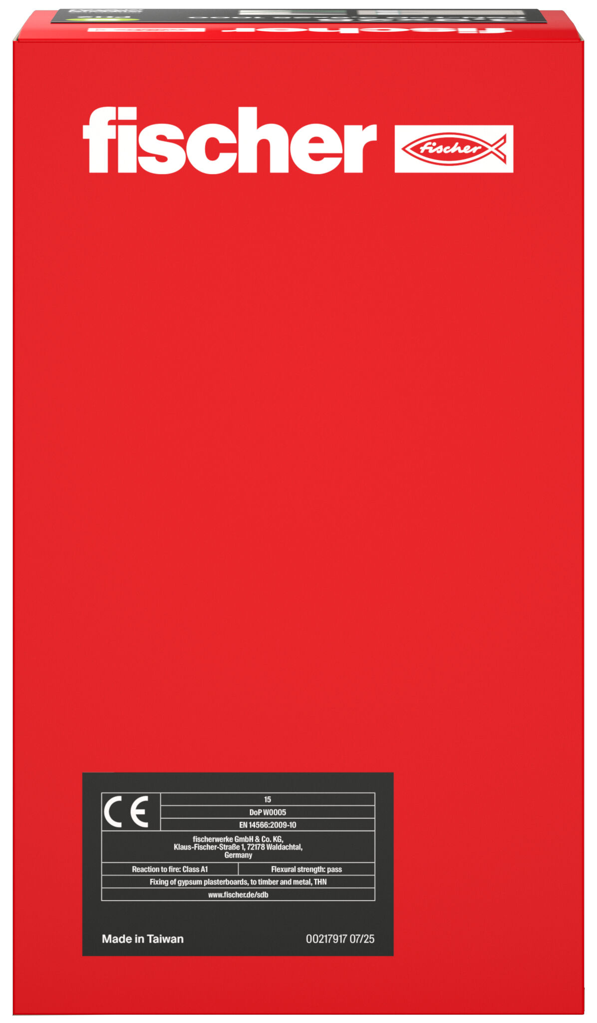 Packaging: "fischer Fermacell screw 3.9 x 35, countersunk head, full thread, Phillips PH, black phosphated"