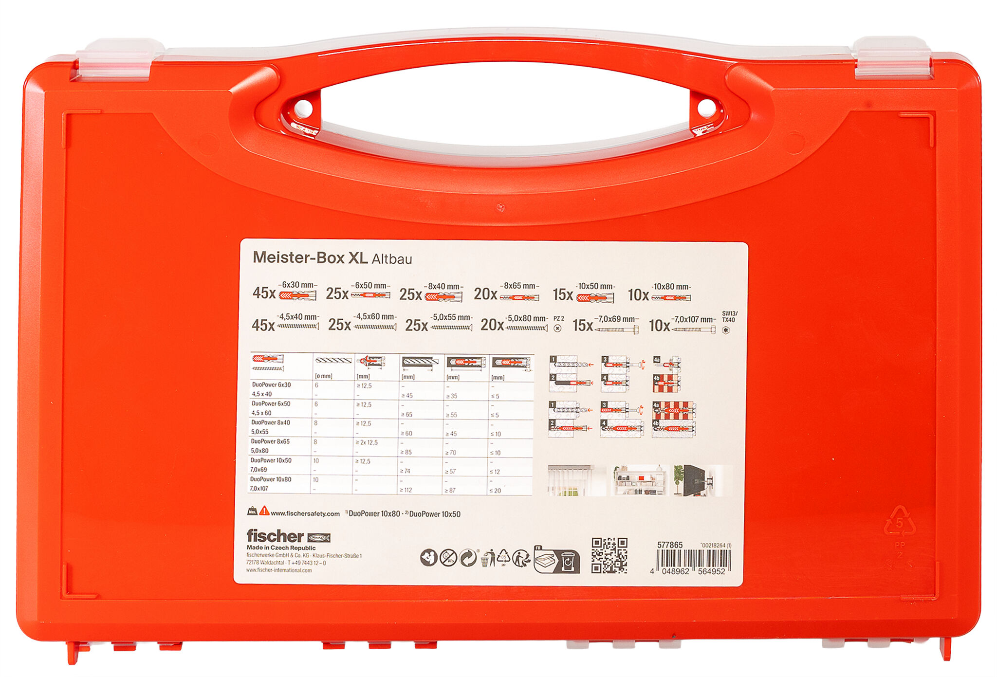 Verpackung: "fischer Meister-Box XL Altbau + Schrauben (280 Teile)"