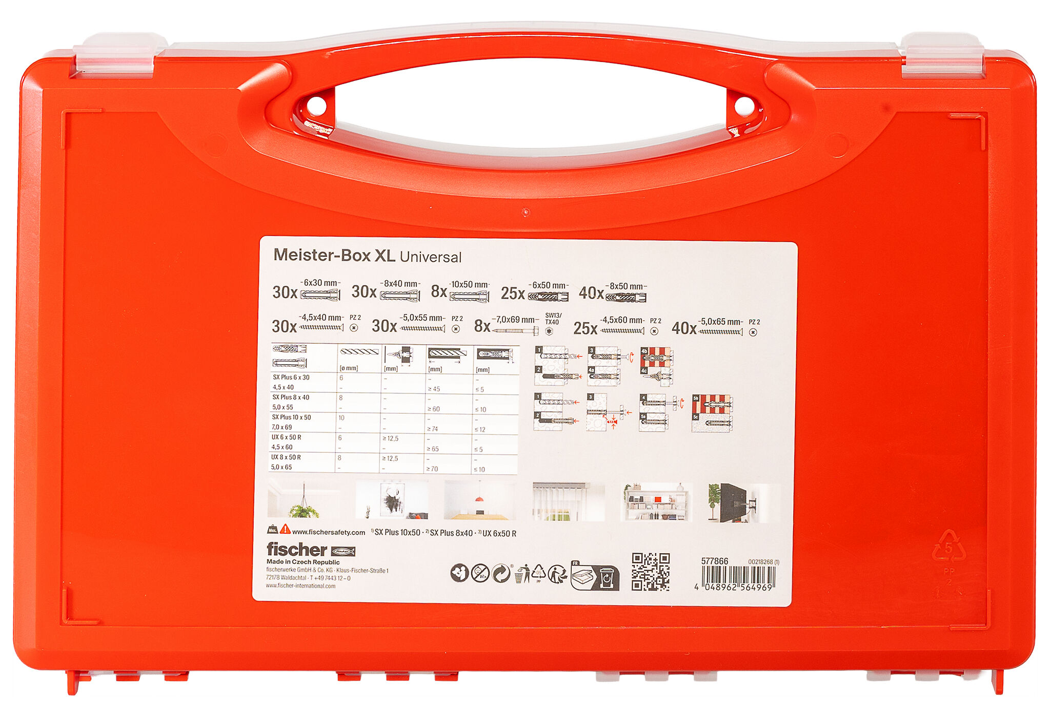 Verpackung: "fischer Meister-Box XL Universal + Schrauben (266 Teile)"